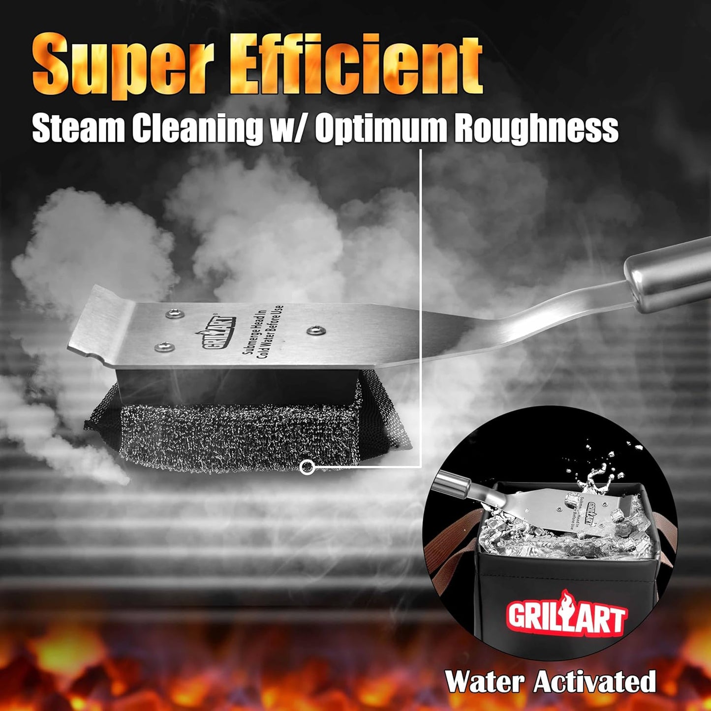 GRILLART Grill Brush Bristle Free, Safe Grill Brush for Outdoor Grill, SteamWizards BBQ Grill Cleaning Brush Kit, Replaceable Head Grill Scraper Tool, Grill Cleaner BBQ Accessories, Gifts for Men/Dad