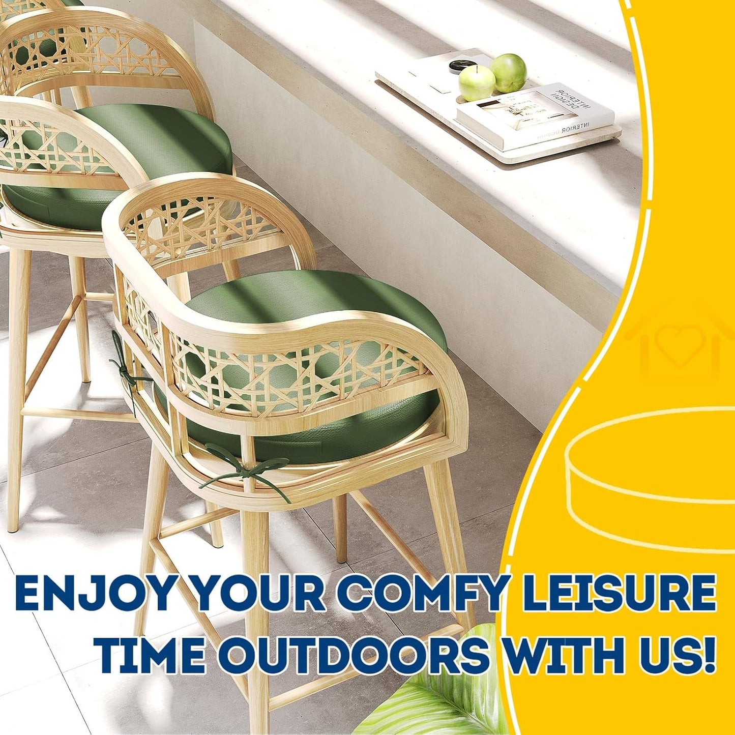 AAAAAcessories Outdoor Seat Cushions for Chairs, Waterproof, Fade-Resistant Patio Furniture Replacement Cushions, 15" x 15" x 2", Set of 2, Dark Moss