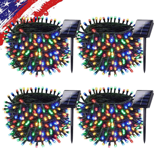 Upgrade Solar String Lights for Outside 4 Pack Total 132FT 400LED String Lights Outdoor with 8 Modes, IP65 Waterproof Outdoor Solar Twinkle Lights, Garden Tree Party Christmas Decorations, Multicolor