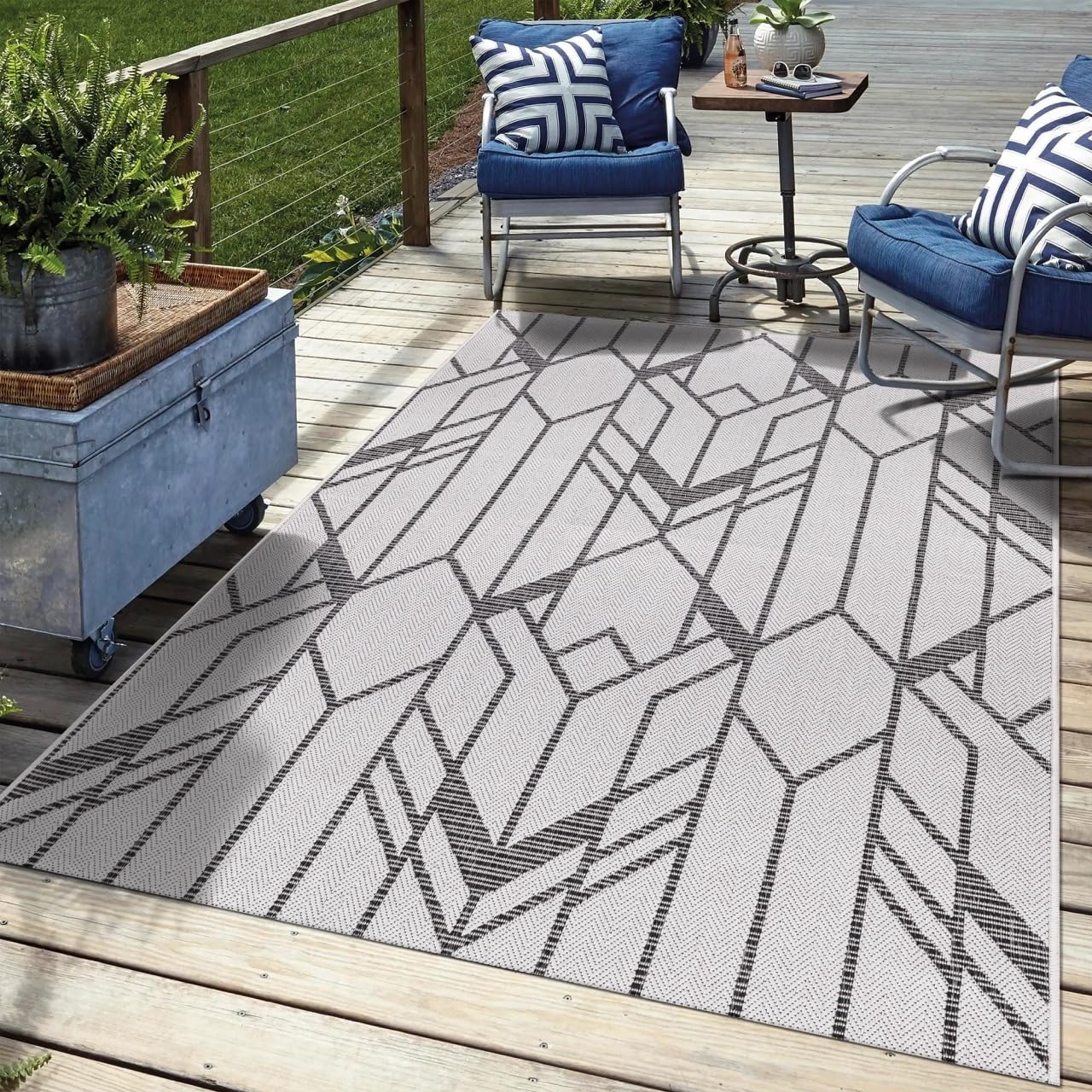 Keen Home Design Terrace Outdoor Throw Rug - 3x5 Washable Indoor/Outdoor Rug for Patio, Kitchen, Balcony, Beach, Garden, Deck and Porch, Size: 3'x5'