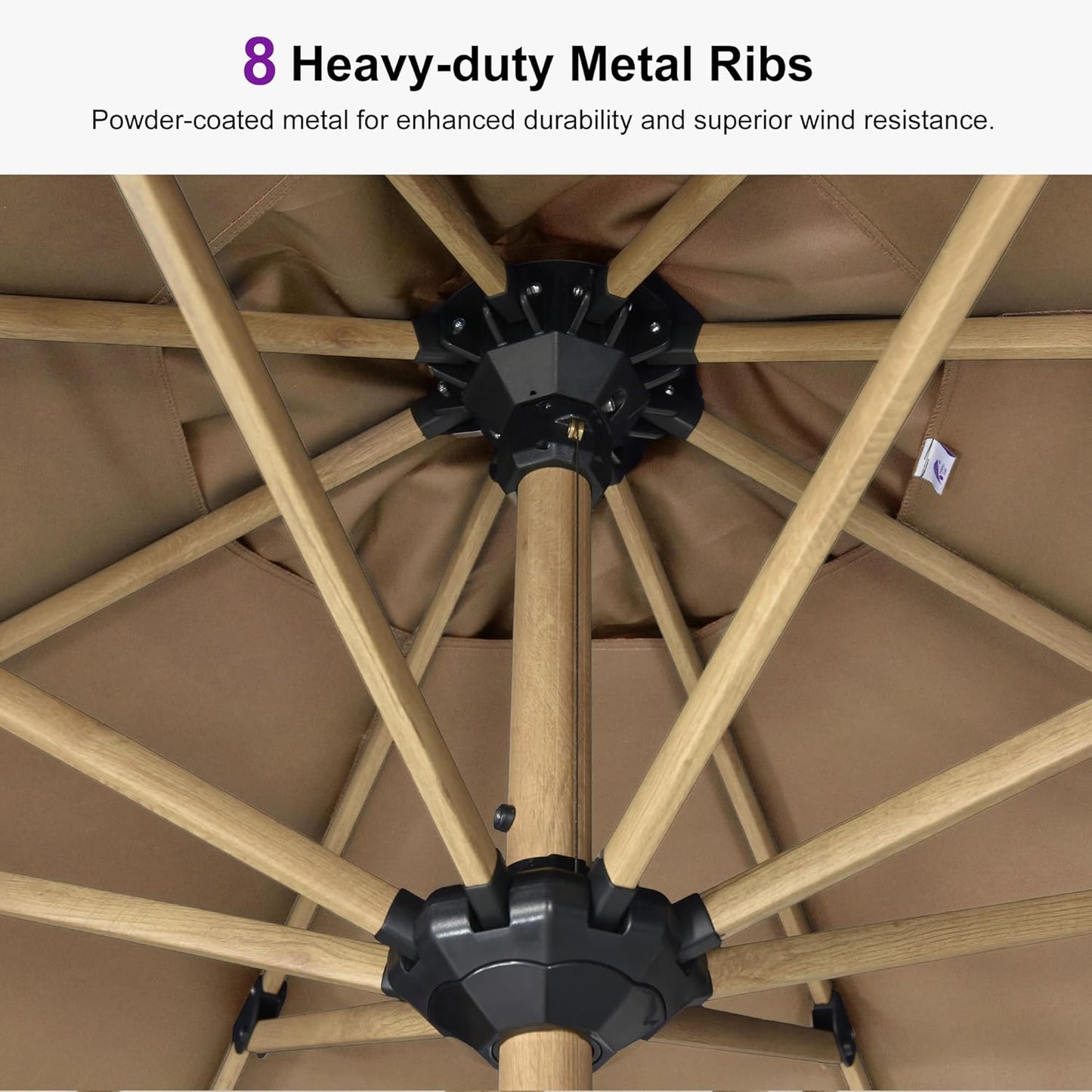 PURPLE LEAF 10' x 10' Square Patio Umbrella Outdoor Table Umbrella Aluminum Market Umbrella with 8 Sturdy Ribs & Crank Outdoor Umbrellas for Garden Deck Patio, Taupe