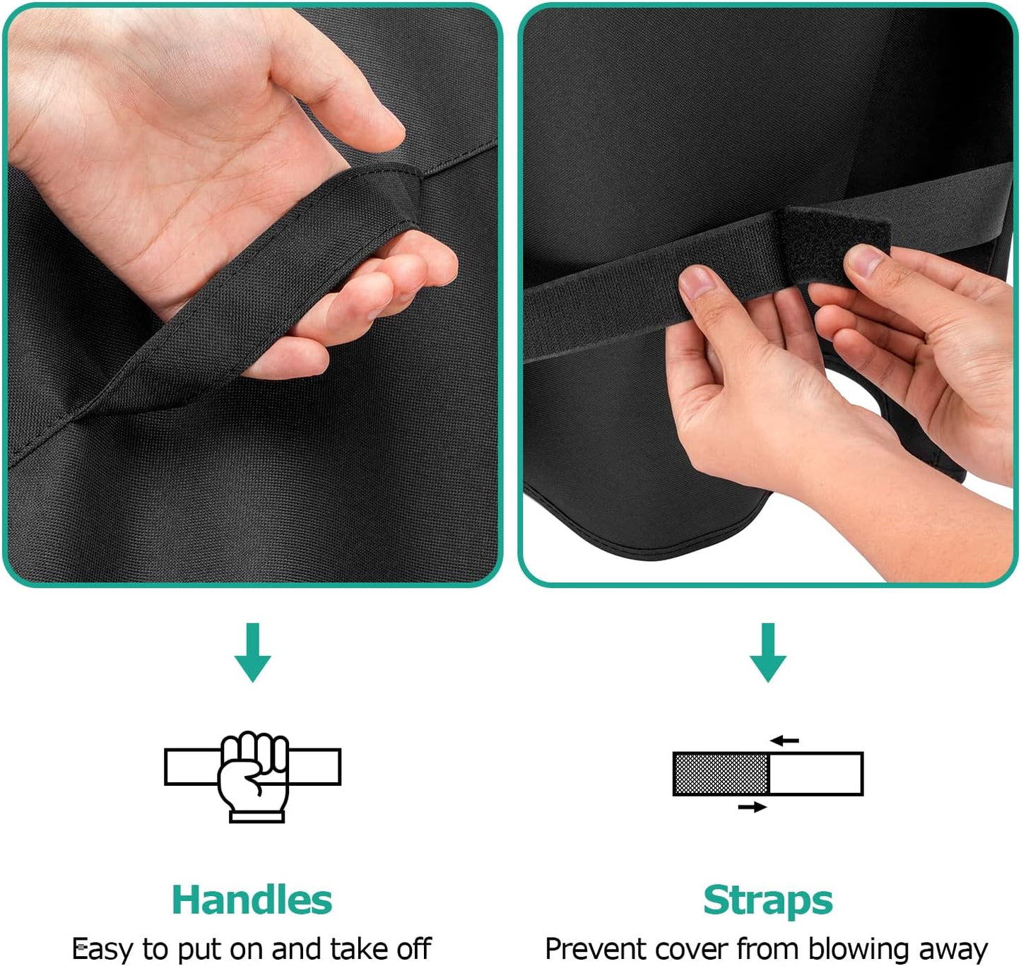 SunPatio Barbecue Grill Cover 65 Inch, Outdoor Heavy Duty Waterproof Charcoal Gas Grill Cover, Fade Resistant, All Weather Protection Compatible for Weber Charbroil Nexgrill and More, Black