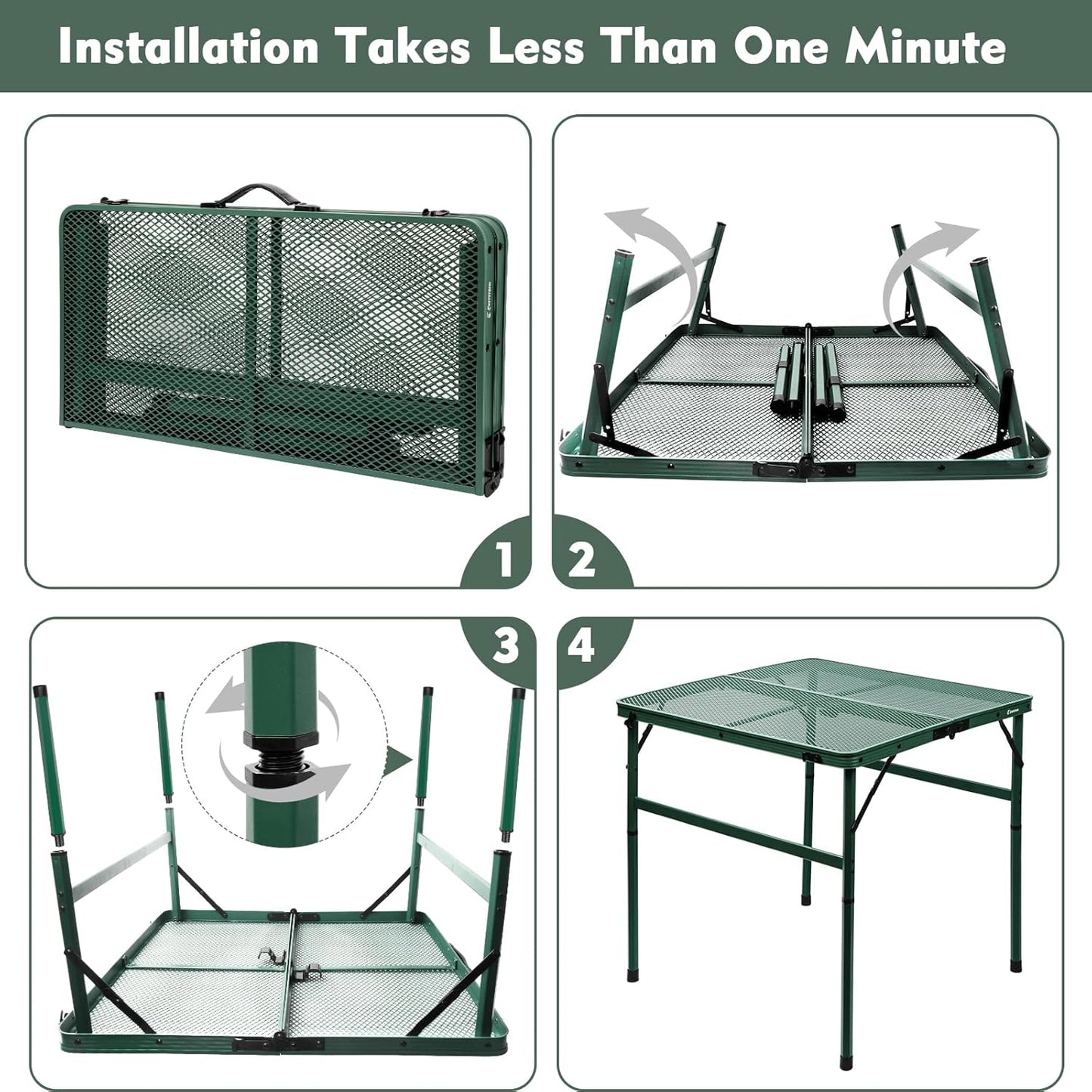 Square Folding Table, Easy for Storage, Compact and Portable Picnic Table for Grill, Outdoor Camping, Garden, Patio, Dining, BBQ, Party, Market and Card Table, 27.2 L×27.2W inches