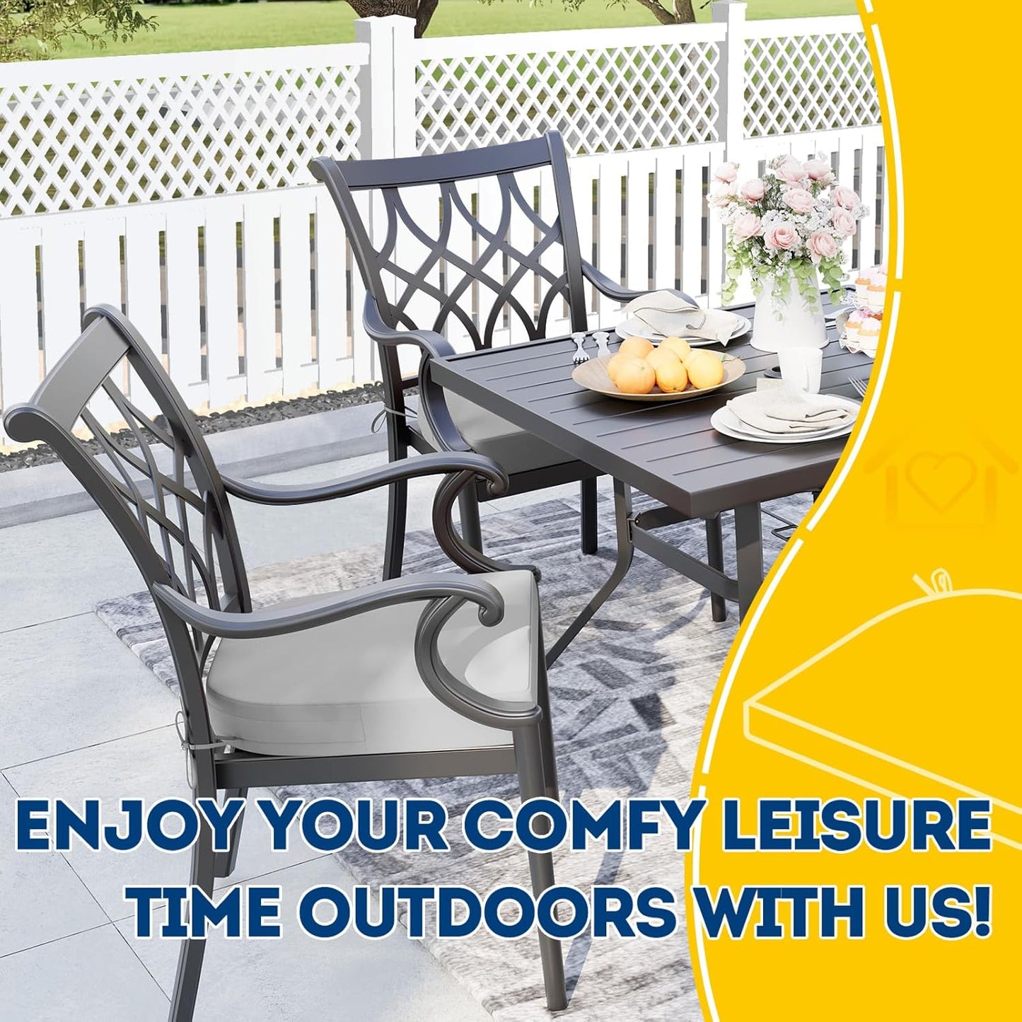 AAAAAcessories Outdoor Seat Cushions for Chairs, Waterproof, Fade-Resistant Patio Furniture Replacement Cushions, 17" x 16" x 2", Set of 2, Gray