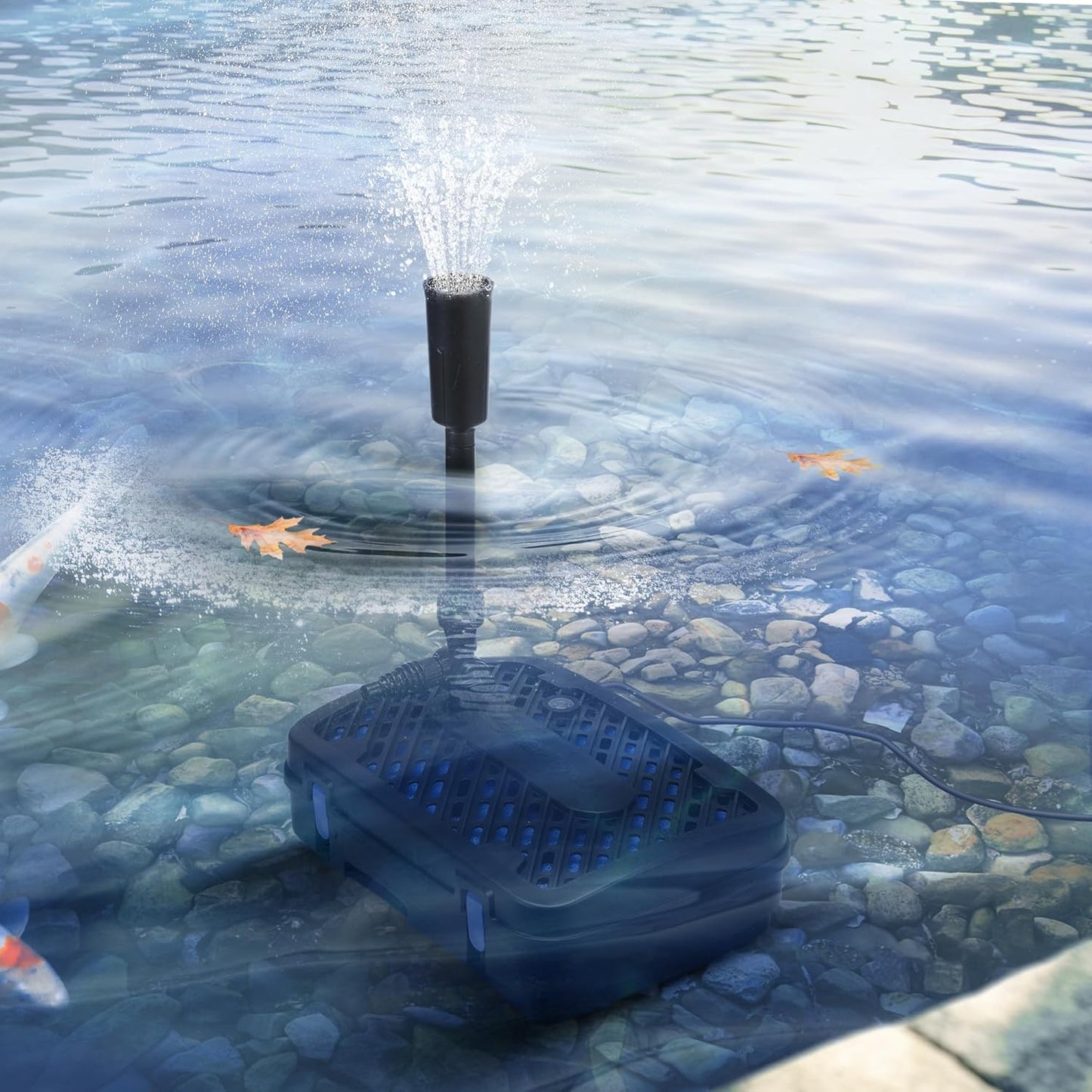 VIVOHOME All-in-One Pond Filter Fountain System Kits, 260 GPH Submersible Water Pump for Ponds up to 790 Gallons