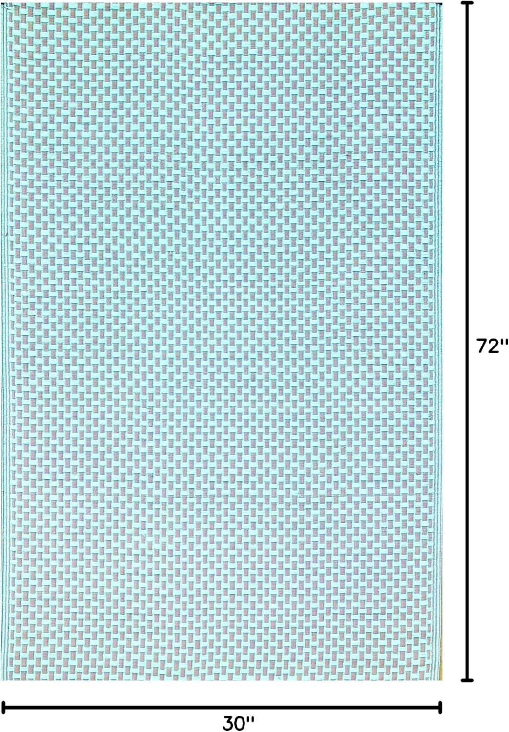 Mad Mats Geometric Outdoor Rug, Reversible Plastic Mat (6' x 9', Basket Weave - Sand/Aqua)