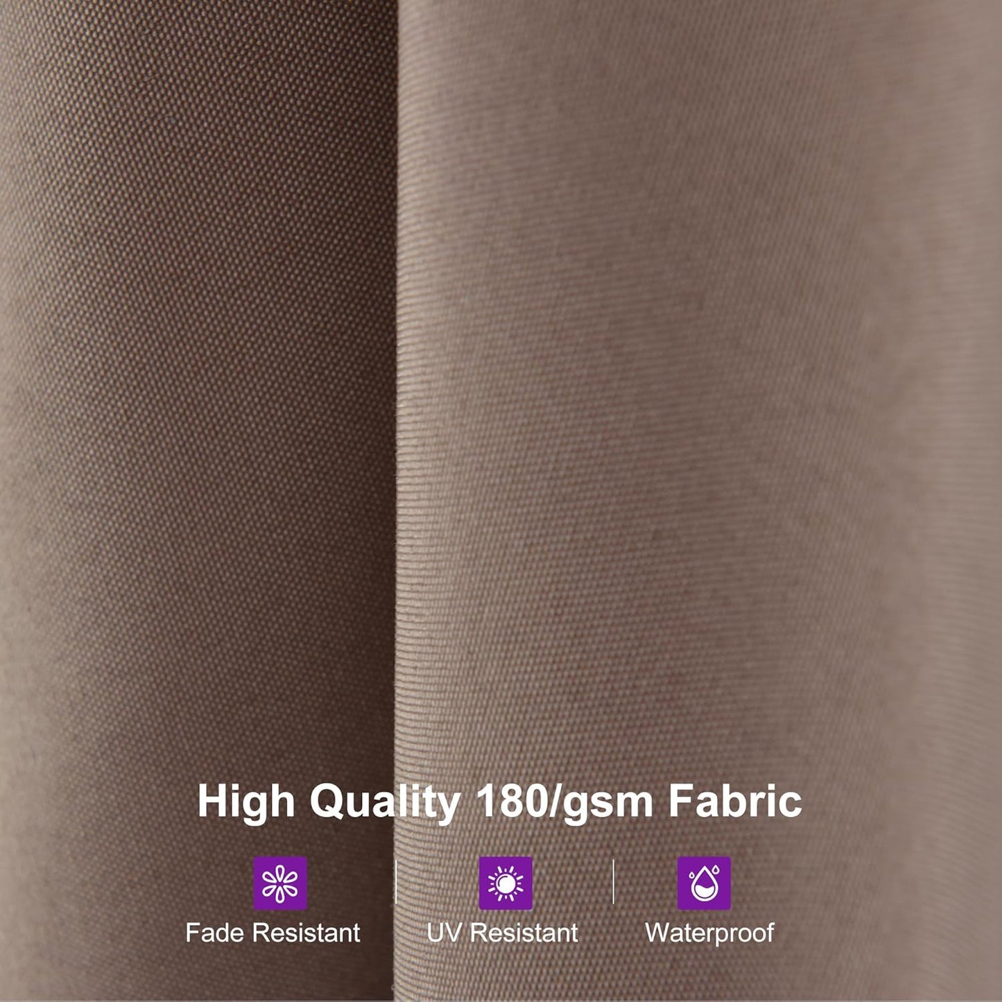 PURPLE LEAF 14ft Patio Market Umbrella Outdoor Double-Sided Umbrella with Base and Crank Rectangle Table Umbrella for Pool Deck Garden, Taupe