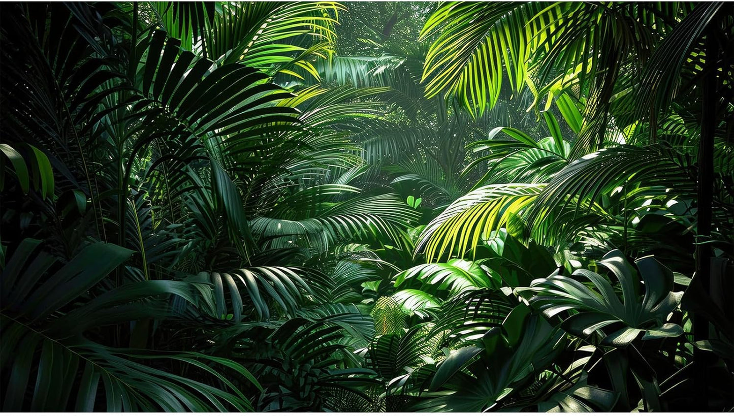 Aquarium Background Enchanting Beauty of Jungle Terrarium Backdrop Nature Jungle Green Leaf Palms Fish Tank Background Reptile Habitat Backdrop Wallpaper Poster Decor Vinyl 72x16in