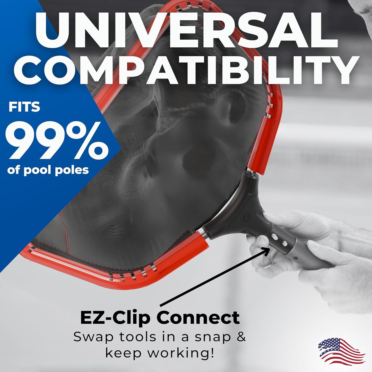 ProTuff 19" Fine Pool Net for PROS – “490 Promise” Unlimited Unconditional Replacement – Cleans 3X Faster Than Vacuum – Wide Pool Skimmer Net with Deep Bag for Easy Maintenance of Leaves, Bugs, Debris