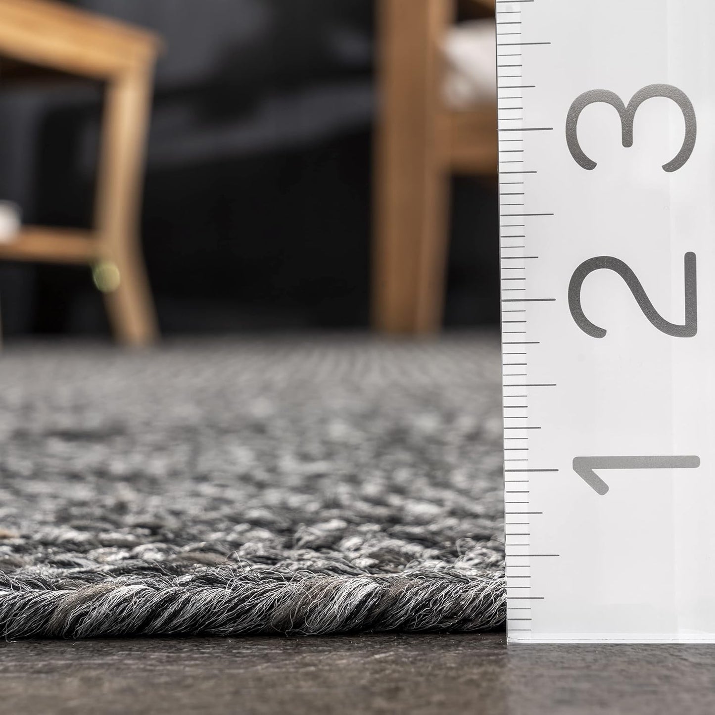 nuLOOM 2' x 12' Solid Hand Braided Indoor/Outdoor Area Rug, Pet-Friendly, High Traffic, Weather Resistant, for Patio, Balcony, Bedroom, Living, Dining Room, Wynn Charcoal