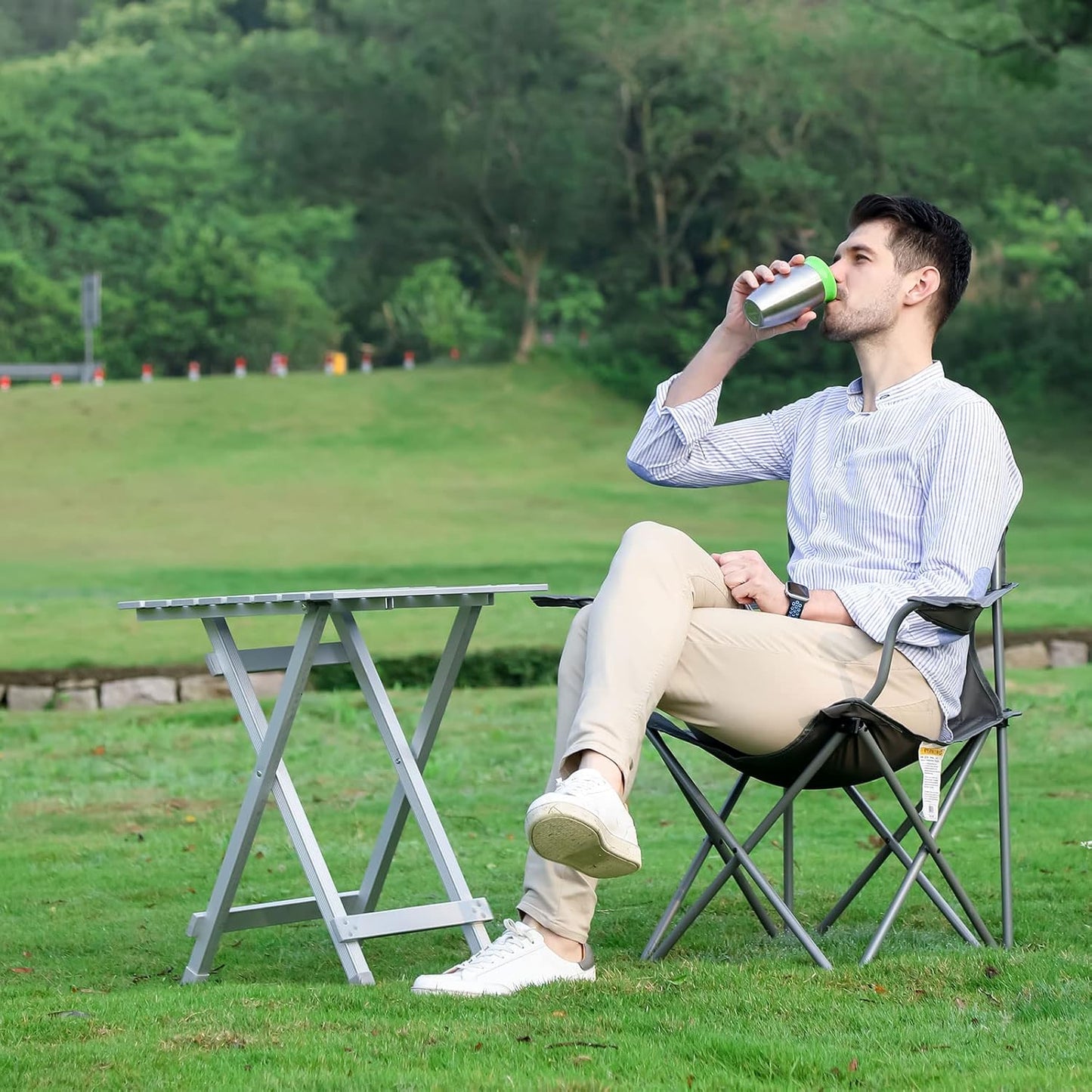 SUNNYFEEL Folding Camping Table - Lightweight Aluminum Portable Picnic Table, 18.5x18.5x24.5 Inch for Cooking, Beach, Hiking, Travel, Fishing, BBQ, Indoor Outdoor Small Foldable Camp Tables