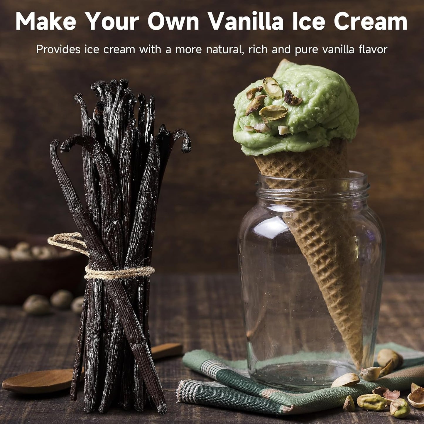 SPICEEL Madagascar Vanilla Beans Grade A Vanilla Pods for Making Extract, Whole 5" - 7" Vanilla Beans for Baking, 25 Counts