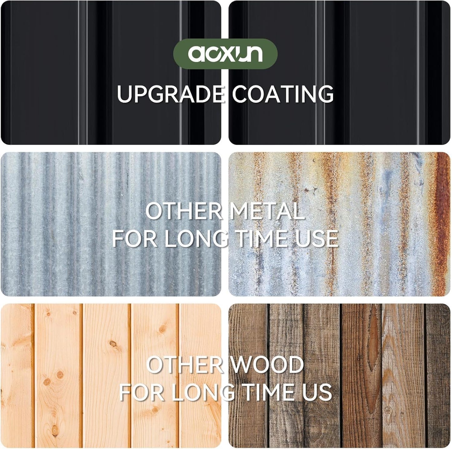 Aoxun 6'x4' Outdoor Storage Shed with Base Galvanized Steel Metal Garden Shed for Patio, Lawn & Garden Black, 6' x 4'W/Base