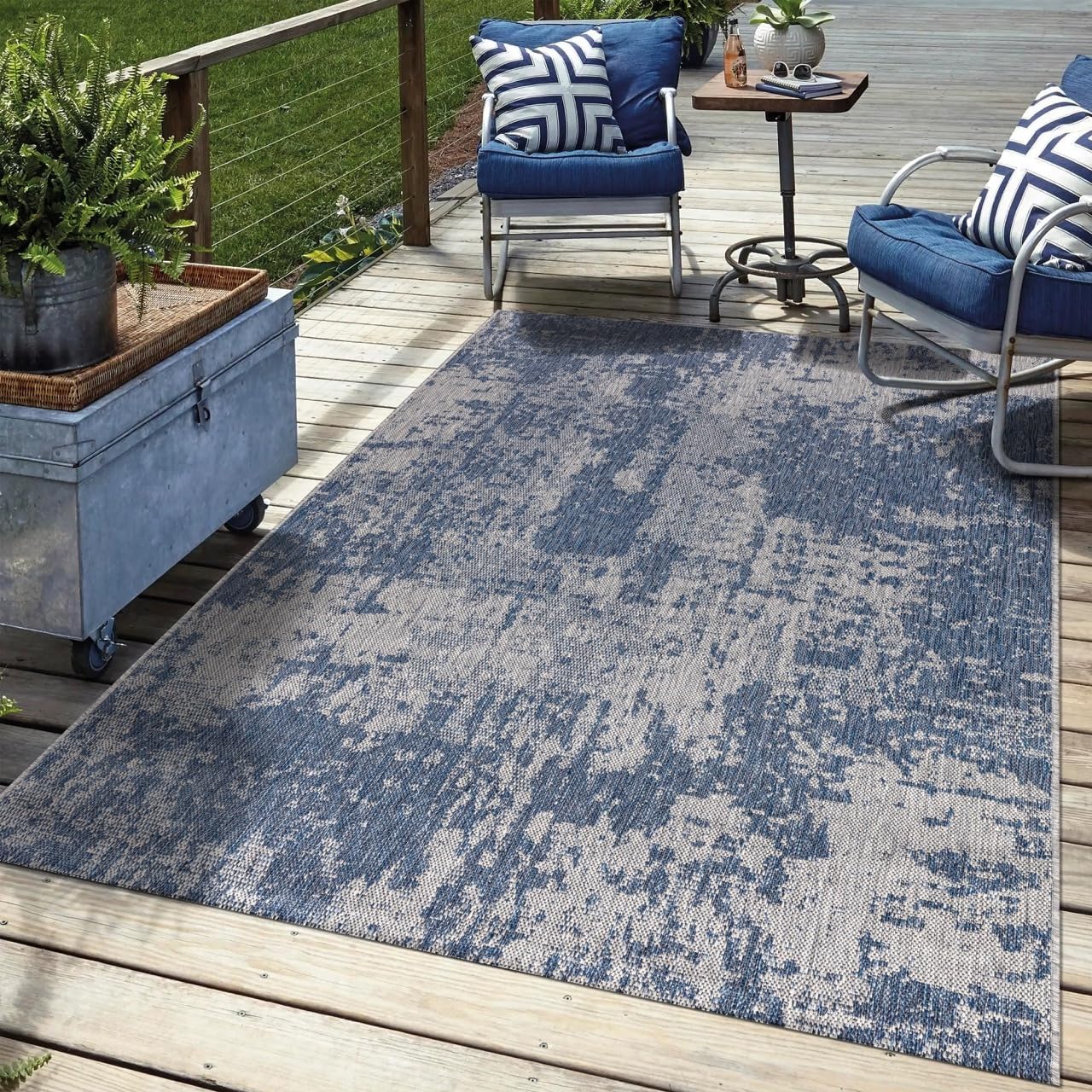 Keen Home Design Terrace Outdoor Area Rug - 10x14 Washable Indoor/Outdoor Rug for Patio, Kitchen, Balcony, Beach, Garden, Deck and Porch, Size: 10'x14'