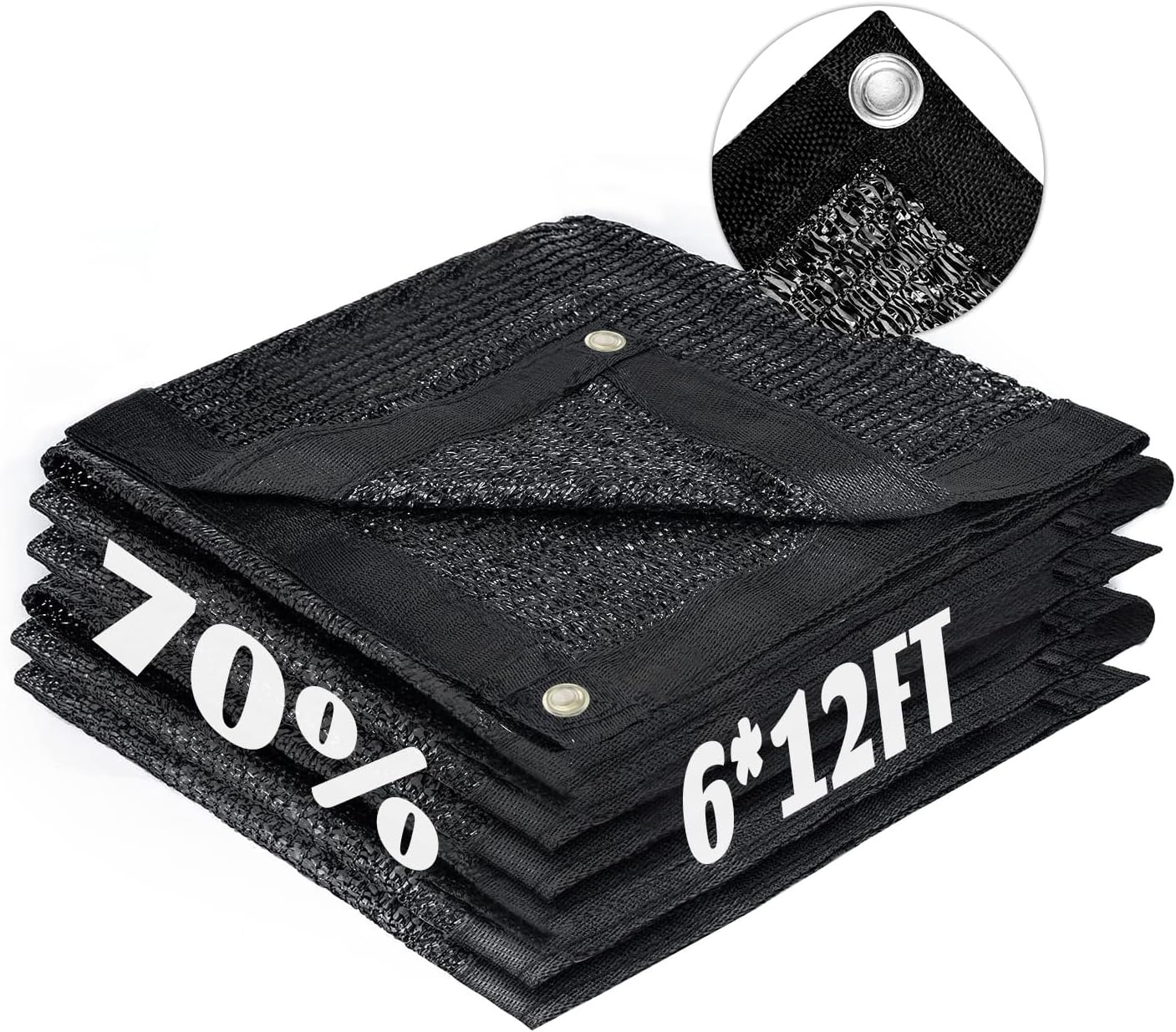 LOVE STORY 6x12FT 70% Black Shade Cloth Sun Shade Net with Grommets Sunblock Net Mesh Tarp for Garden,Plants Cover,Greenhouse and Patio