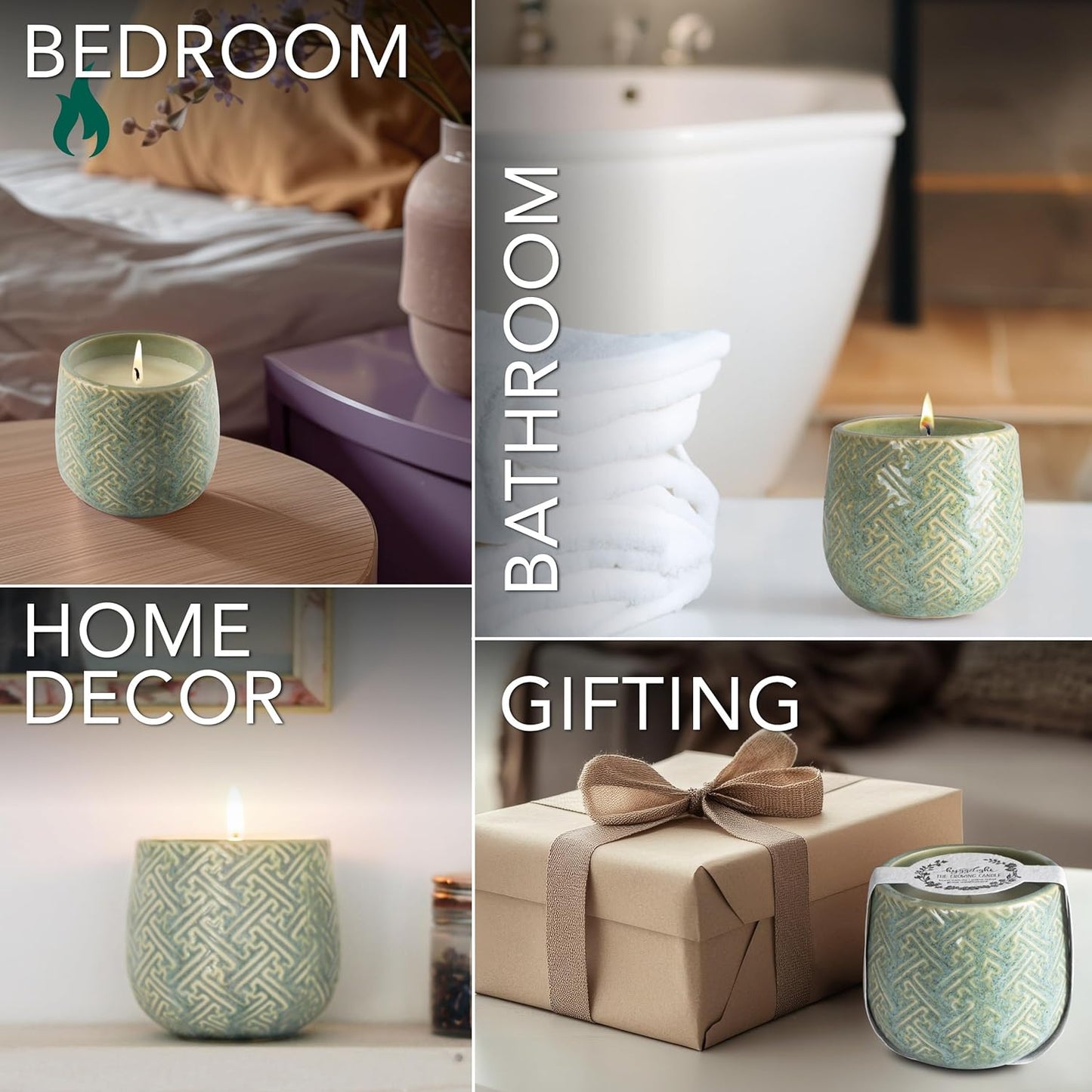 The Growing Candle, Sandalwood & Vanilla Scented, 10oz Ceramic Pot, Aromatherapy Candles for Home, 100% Soy, Ida