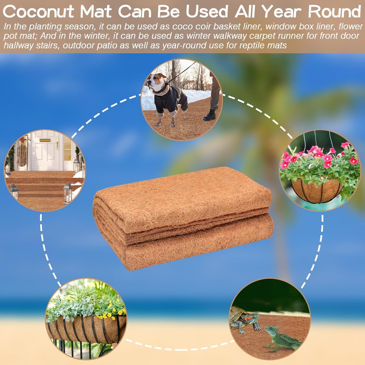 ZeeDix No-Slip Ice and Snow Carpet- 31 x 80 x 0.28In Thickened No Slip Ice Carpet Outdoor Runner Natural Coconut Fiber Mat for Walkway Garden Doorway Stairs Porch Outdoor Safer Walking