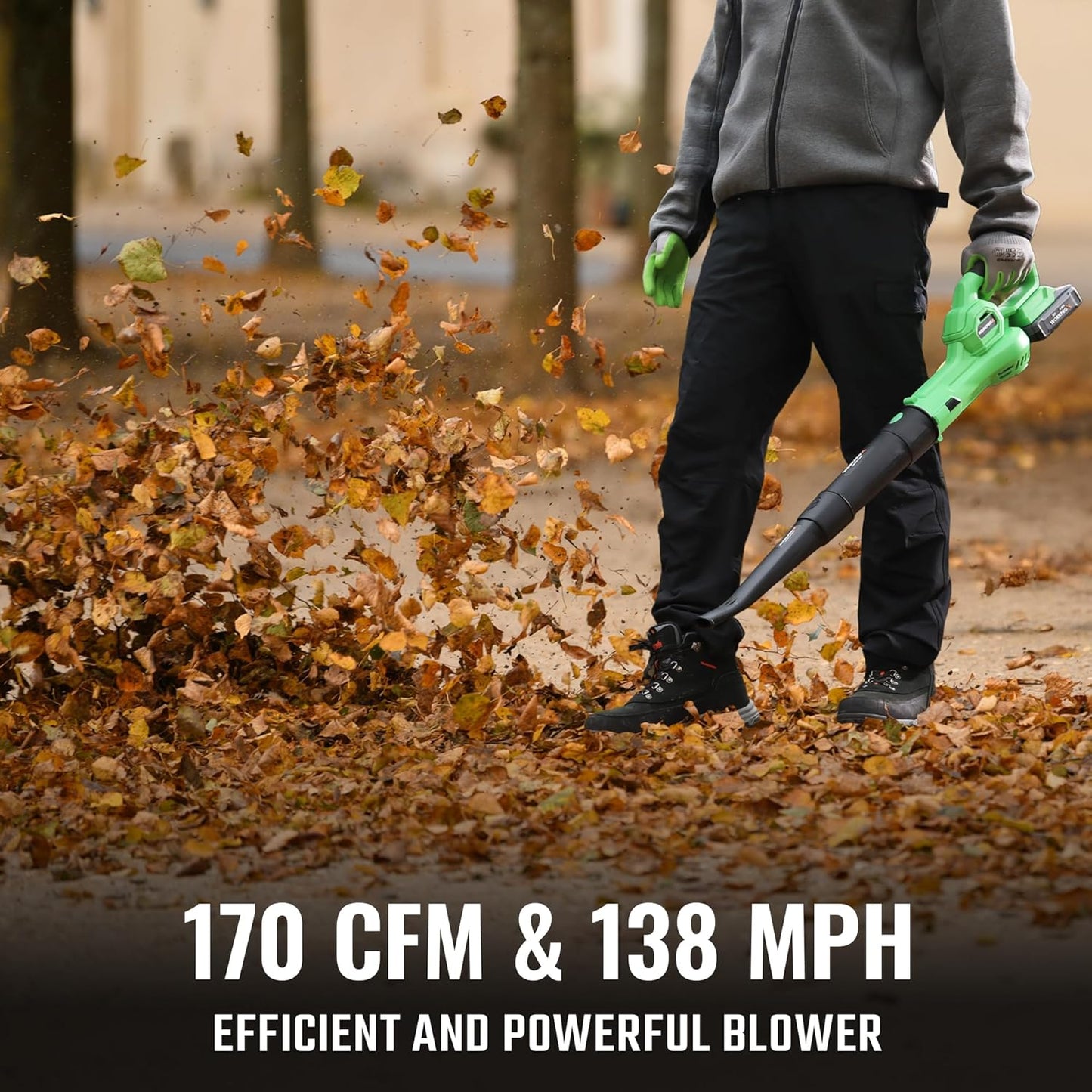 WORKPROX Leaf Blower Cordless, 20V Electric Blower with 4.0Ah Type-C Charging Battery, 138MPH 170CFM, Lightweight Handheld Mini Blowers for Lawn Care, Patio Cleaning, Dust, Blowing Leaves