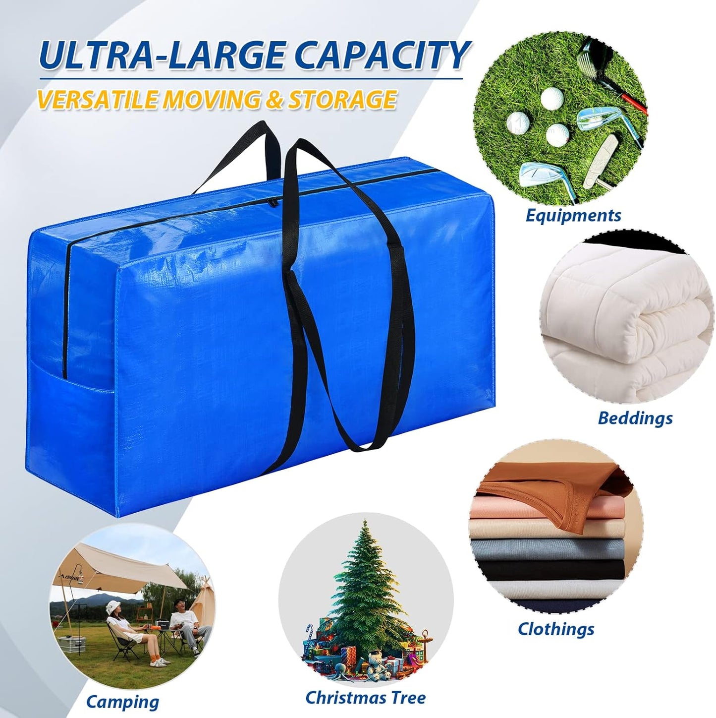 57 Gallon Extra Large Storage Bags, XXL Jumbo Large Moving Bags Heavy Duty, Storage Totes Moving Boxes Supplies for College, Foldable Duffle Bag for Travel, Christmas Tree Bag, 42x23x13.5inch