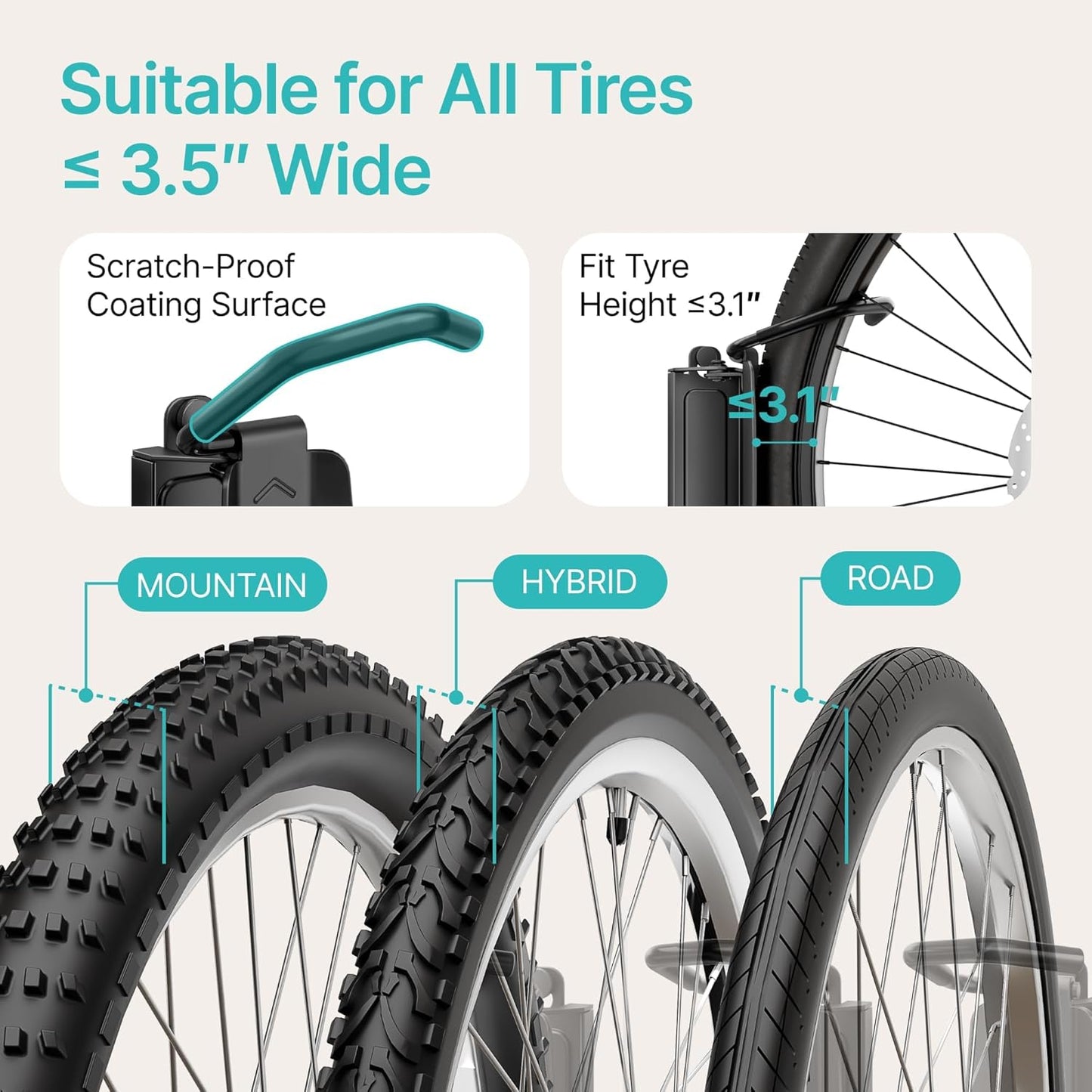 Bike Rack Garage, Bike Wall Mount Heavy Duty, Holds 77 Lbs, Swivel Bike Hangers for Garage, Adjustable Indoor Bike Storage for Bedroom Home Office, 1 Pack