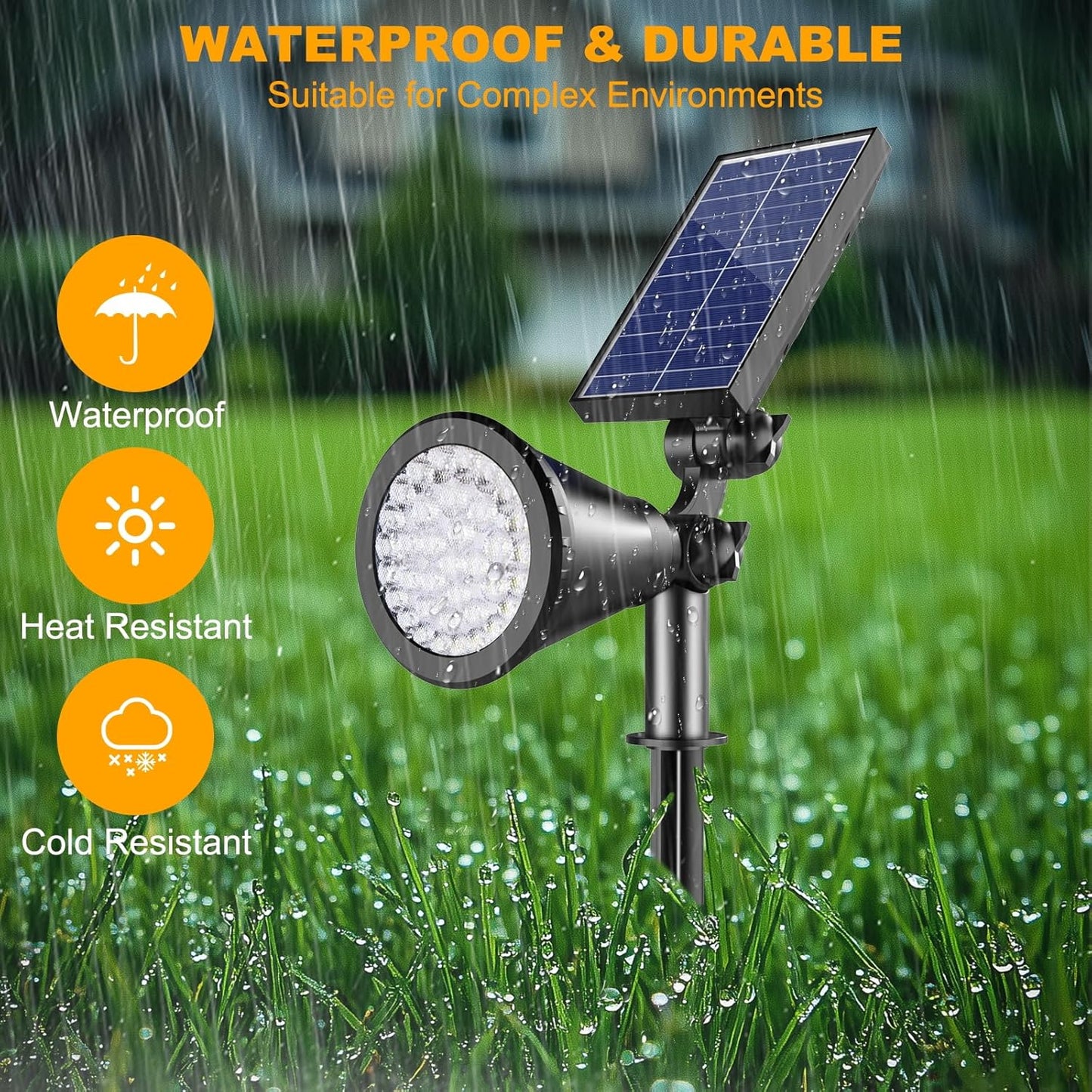 Solar Lights Outdoor Waterproof, 36 LEDs 1000LM Adjustable Solar Spot Lights Outdoor, 2-in-1 Solar Powered Spotlight Landscape Lighting for Garden, Yard, Pathway- 2 Pack (Cool White)