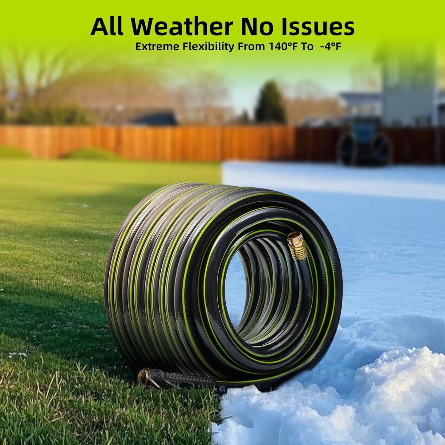 Worth Leader Garden Hose 3/4 in. x 25 ft. -No Kink, Flexible, Leakproof, Male/Female -Heavy Duty Durable 5 Layers PVC Rubber Lightweight Water Pipe for Gardening, Agriculture & Lawn Care -500PSI Burst