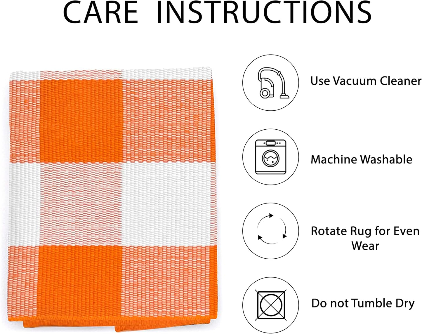 IOHOUZE Fall Buffalo Plaid Check Rug Outdoor Doormat 3x5 Ft Washable Woven Outdoor Indoor Welcome Mats for Front Door/Farmhouse/Entryway/Home Entrance Orange and White Outdoor Rug