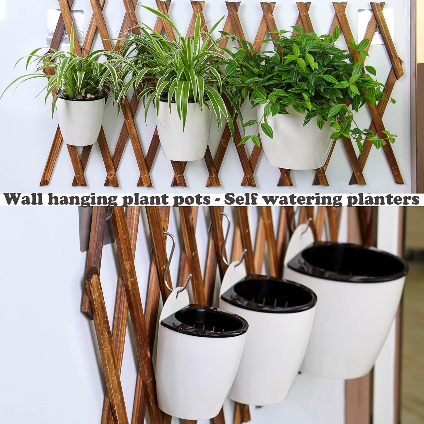 5 Packs 7.3”Wall Hanging Self Watering Planters Large Wall Mounted Plastic Plant Pots Wick Flower Pots for Indoor and Outdoor Wall Mounted Planters African Violet Pot Orchid Pots