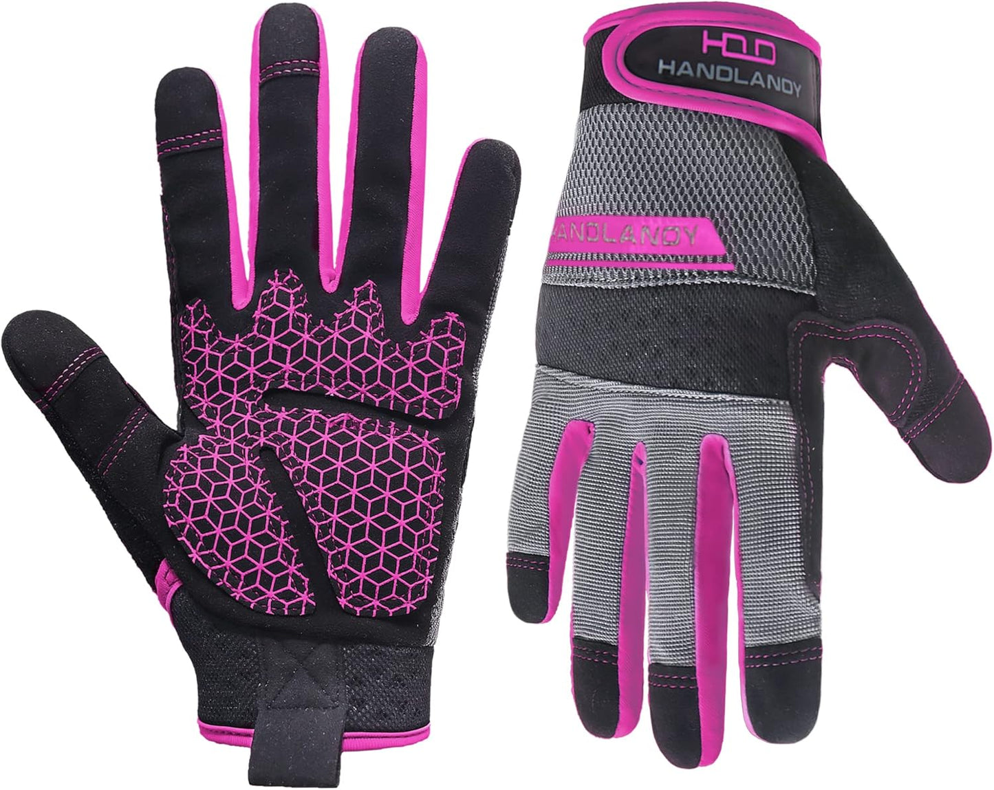 HANDLANDY Women Safety Work Gloves Utility Touch Screen Working Grip Glove for Yardwork Gardening Breathable Mechanic Gloves