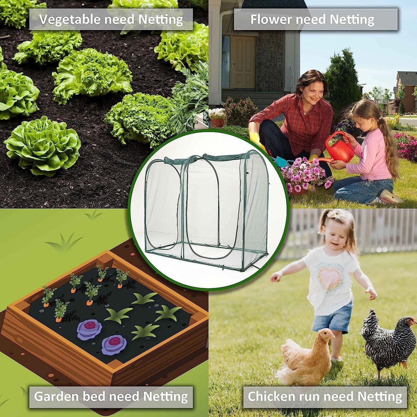 Poray Large Tunnel 8.2'x4' Plant Netting Cover, 6FT Tall Crop Cage Tomato Netting,Pest Guard Cover for Vegetables &Fruits,Durable Gardening Net for Plant and Animal