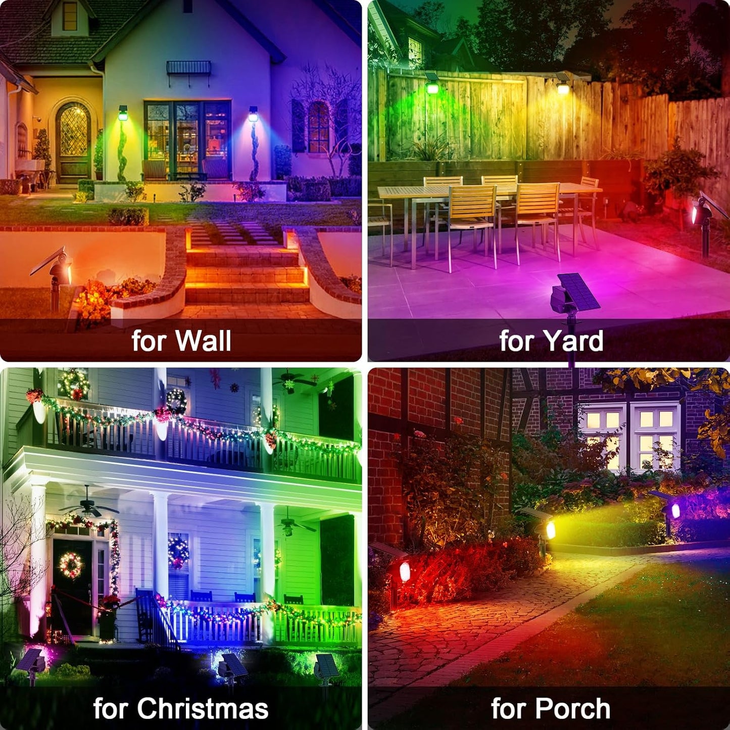 Solar Spot Lights Outdoor Color Changing, [7 Modes/8 Pack] Christmas IP67 Waterproof Landscape Spotlights, Dusk to Dawn Solar Powered Security Light for Patio Gate Walkway Pool Garden Yard Driveway