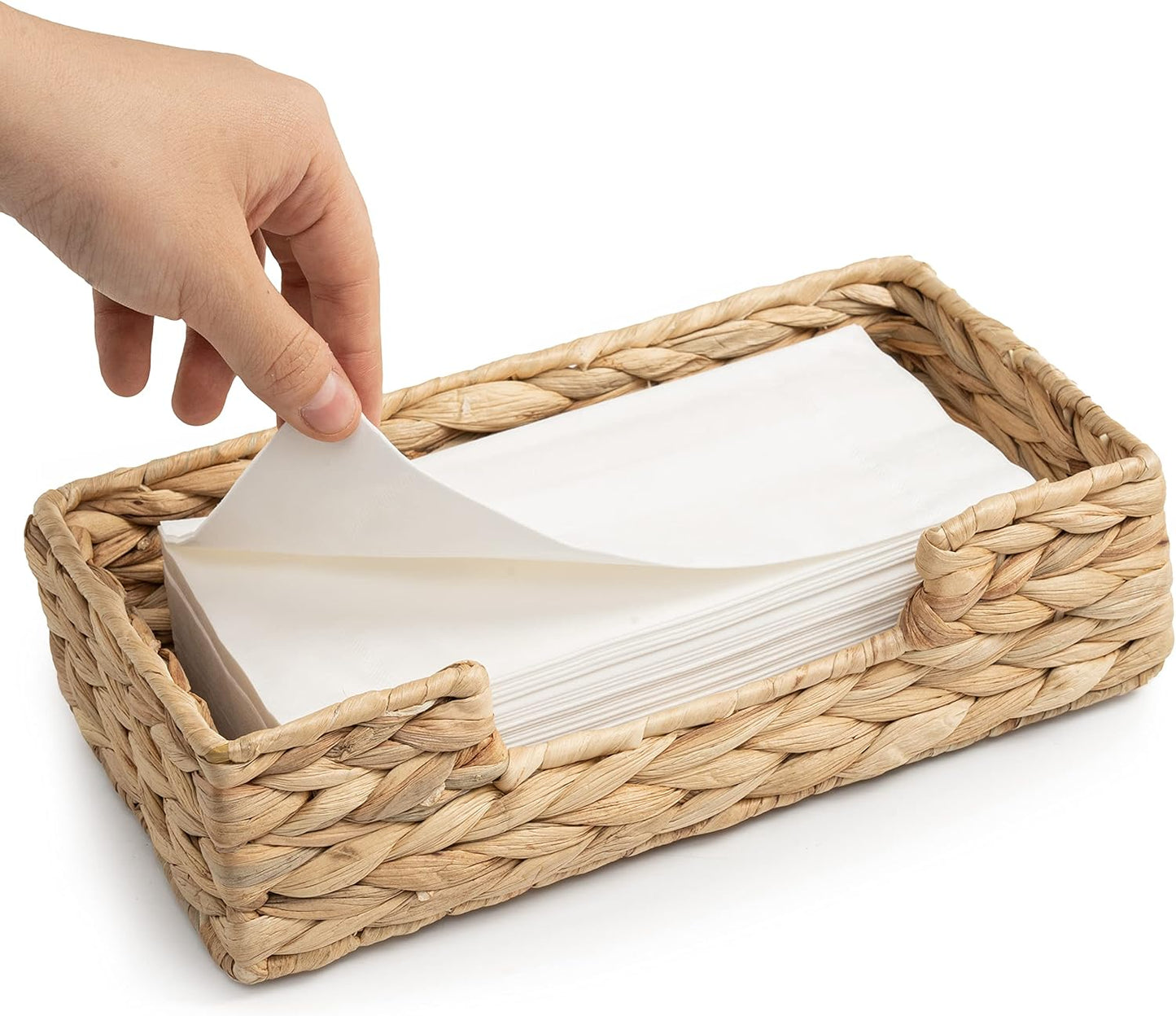 CLAYNIX Rattan Napkin Holders for Table, Napkins Holder For Paper Napkins, Kitchen Luncheon Paper on Boho Dining Countertop - Rectangle