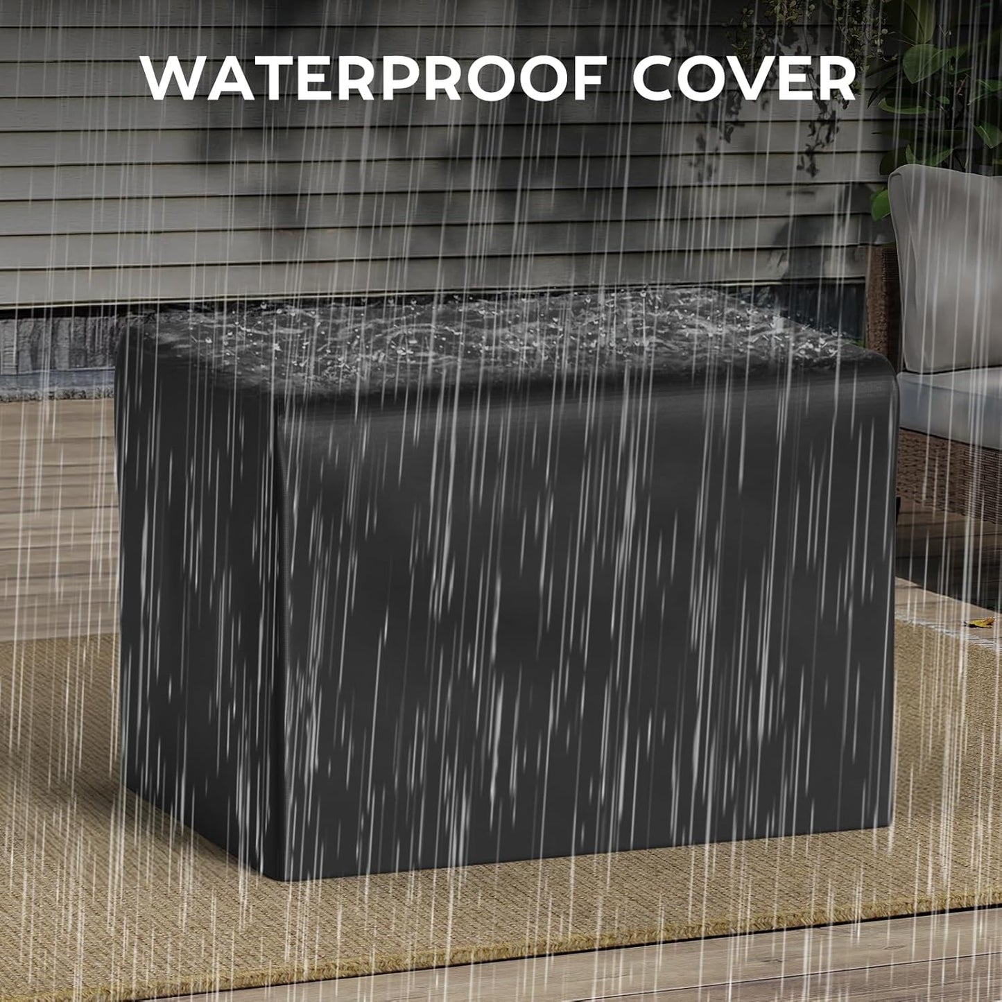 Propane Fire Pit Table Outdoor,44" 60000BTU Auto-Ignition Fire Table with Wind Guard Square Large Wicker Firepits for Porch Garden(Grey,CSA Certified)