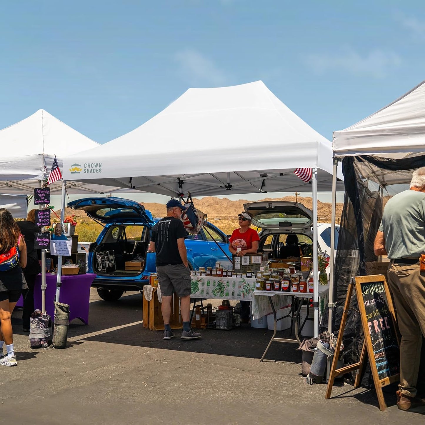 CROWN SHADES 10x15 Pop Up Canopy Tent, Thicken Frame Commercial Heavy Duty Tent, 4 Sidewalls 8 Stakes & 4 Sandbags & 4 Ropes, Outdoor Canopies for Events, Parties,White