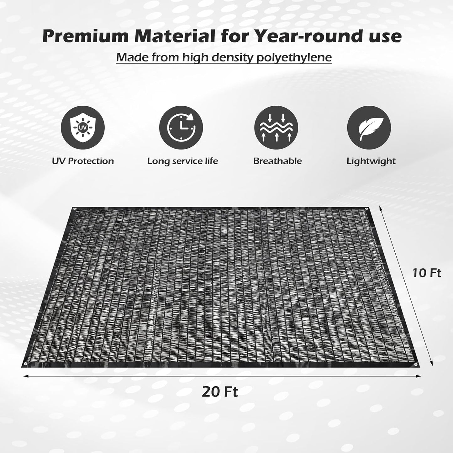 Garden expert 50% Sun Shade Cloth 5x10ft Mesh Tarp with Grommets for Plant Cover Patio Canopy Garden Pergola Greenhouse Car Barn Kennel Black