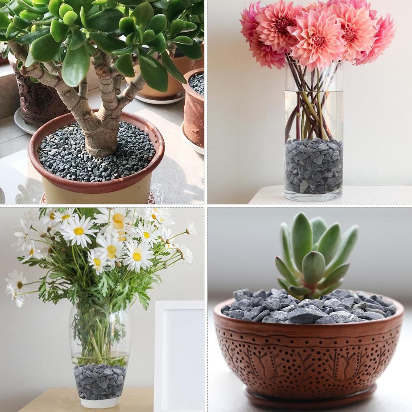 5lbs Grey Pebbles for Landscaping, 3/8inch Small Rocks for Succulent Cactus Plants, Natural Polished Pebbles, River Rocks for Plants, Vases, Garden