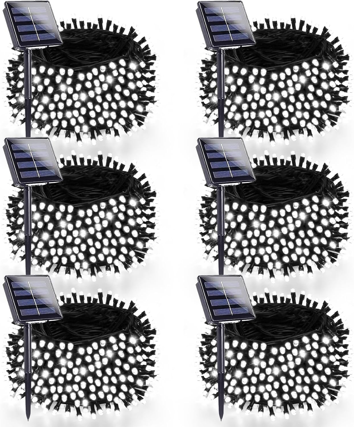 6 Pack 270FT Solar Christmas Lights Outdoor Waterproof, Super Bright 480 LED Solar String Lights with 8 Lighting Modes, Green Wire Twinkle Tree Light for Outside Xmas Party Decor (Cool White)