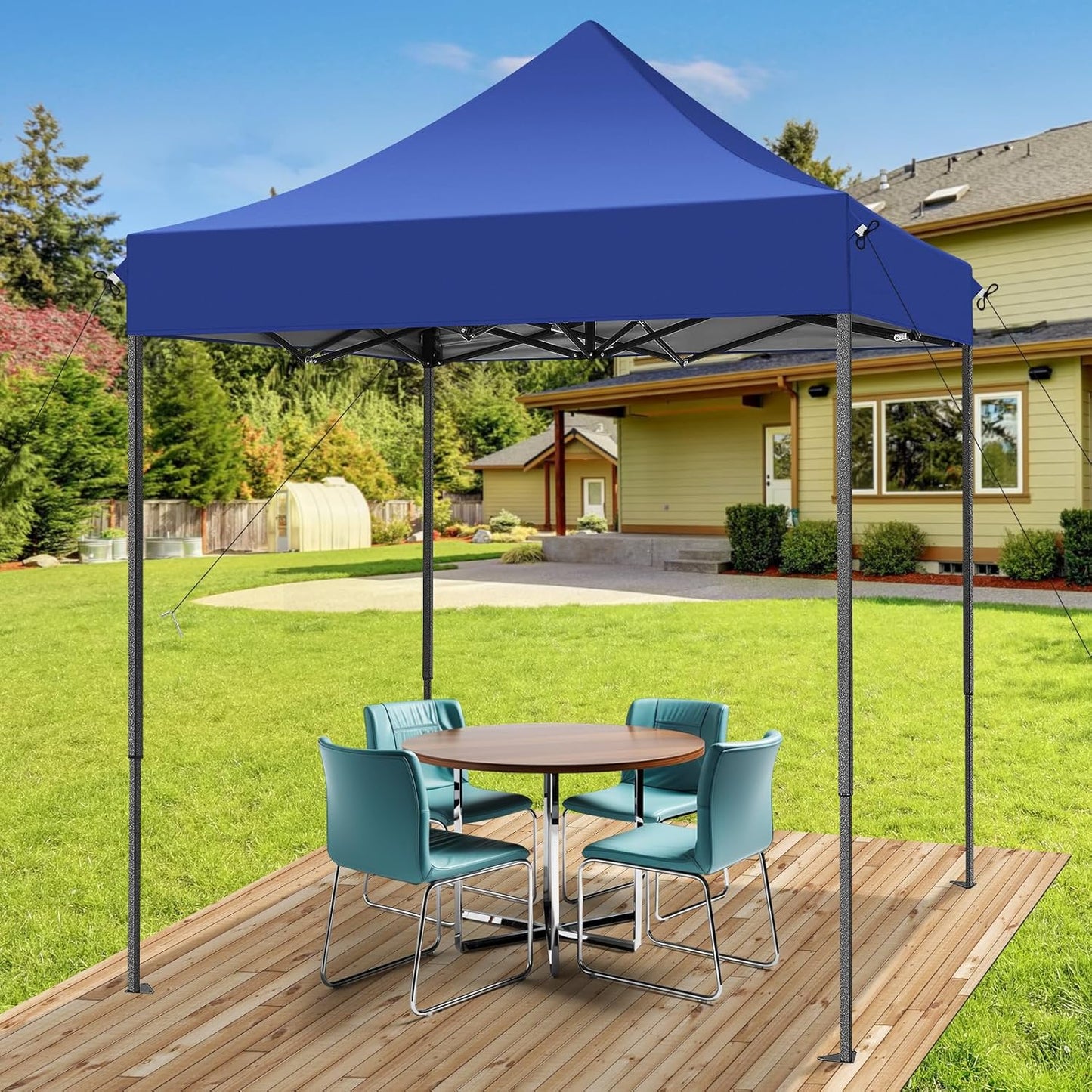 COBIZI 6.6x6.6 Pop up Canopy Tent Heavy Duty Without Sidewalls, Easy Set-up Commercial Outdoor Party Tent, 100% Waterproof Wedding TGazebo, 3 Height Adjustable with Carry Bag, Dark Blue