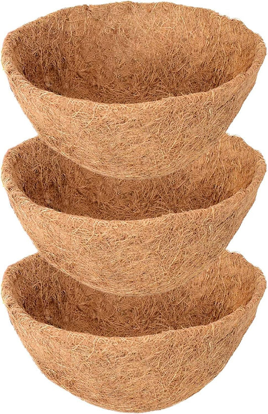 Legigo 3 Pack 16 Inch Hanging Basket Coco Liners Replacement, 100% Natural Round Coconut Coco Fiber Planter Basket Liners for Hanging Basket Flowers/Vegetables