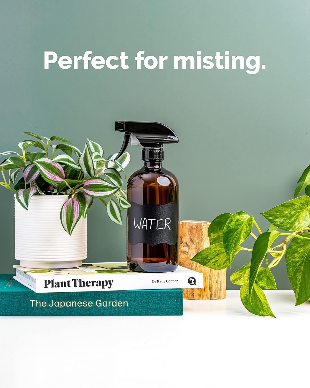 Vine Creations Amber Glass Spray Bottles, 2 Pack Glass Refillable Bottles for Cleaning solutions, 16 oz Spray Bottle for Cleaning, Mister Spray Bottle, Amber Spray Bottles with Waterproof Labels