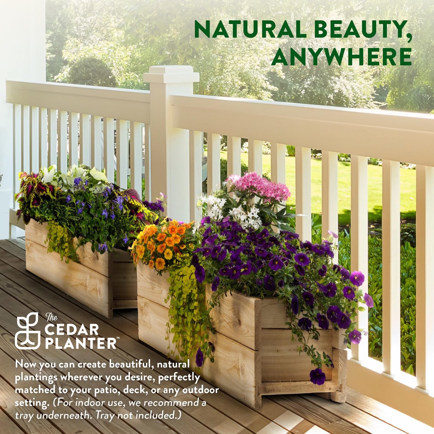 Greenes Fence Cedar Wood Planter Box with Rail Mount Brackets, 46" x 11" x 7" - Made in USA with North American Cedar