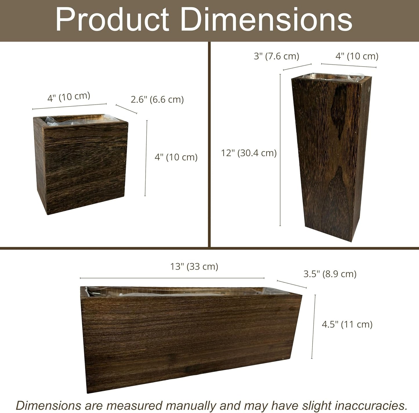 LaLaGreen Wood Planter Box for Plants (8 Pack) Wooden Wall Hanging Planters for Indoor Plant Holder Vase for Dried Flowers, Modern Country Rustic Wall Decor Living Room Bedroom Office Home Garden