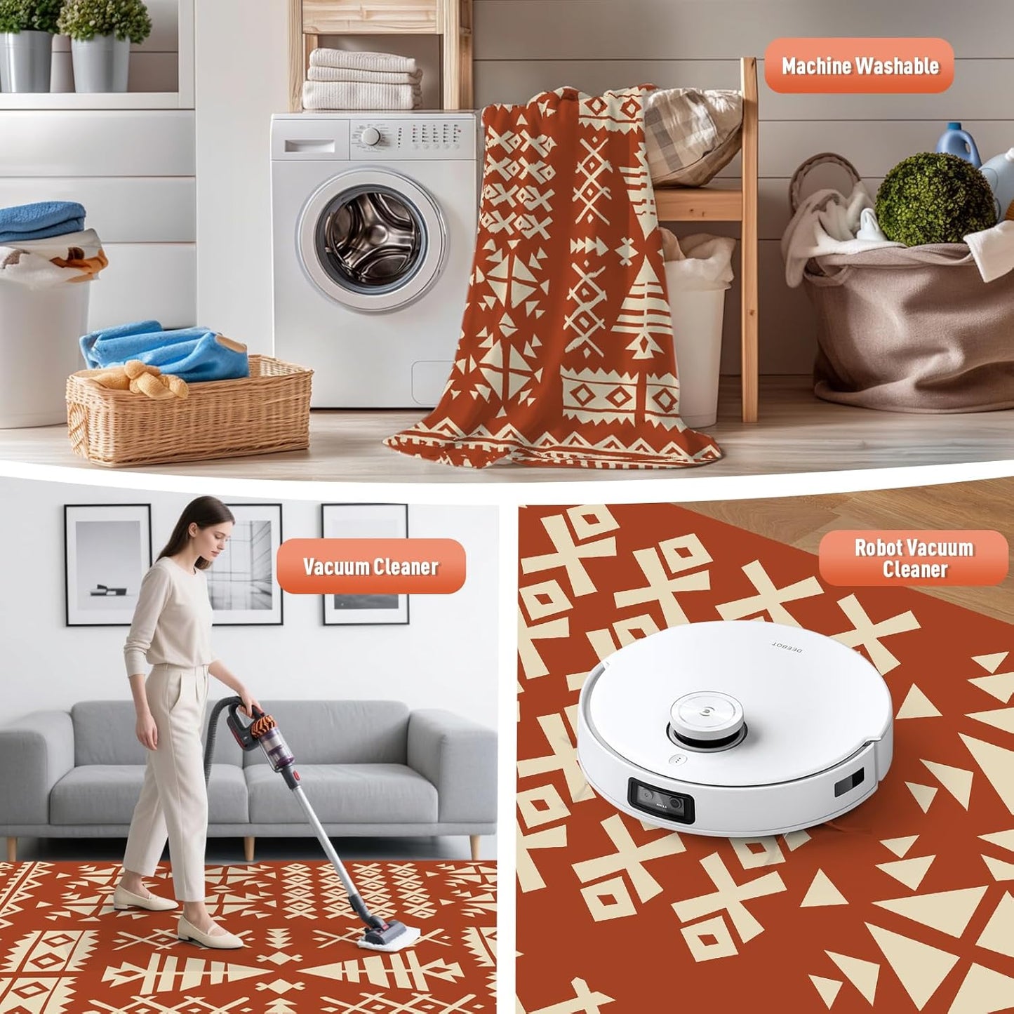 WILDROOTS 9x12 Feet Plastic Exotic Red Outdoor Rug, Stain Resistant Waterproof Reversible Outdoor Patio Rug, Fade Resistant Camping Rug