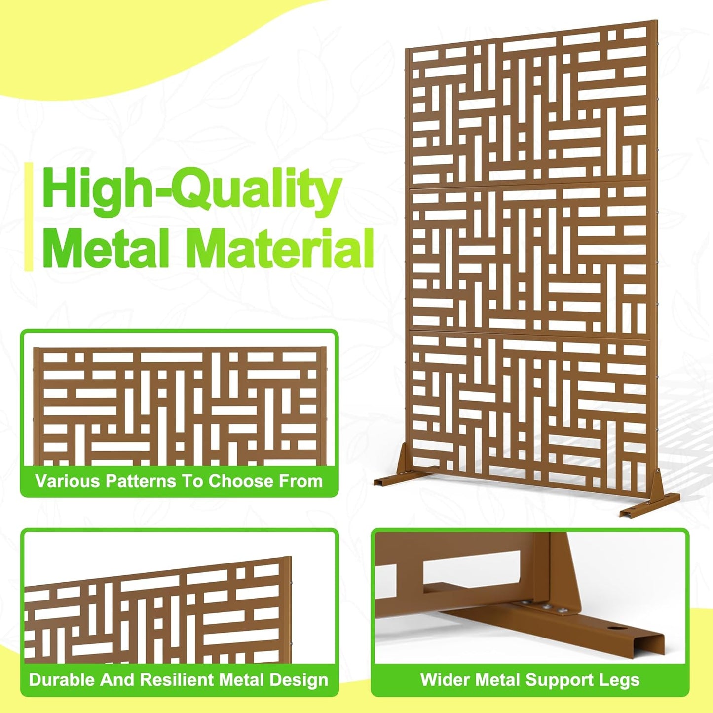 Outdoor Privacy Screen,72" H×47" W Metal Privacy Screen, Freestanding Privacy Fence Panels for Patio