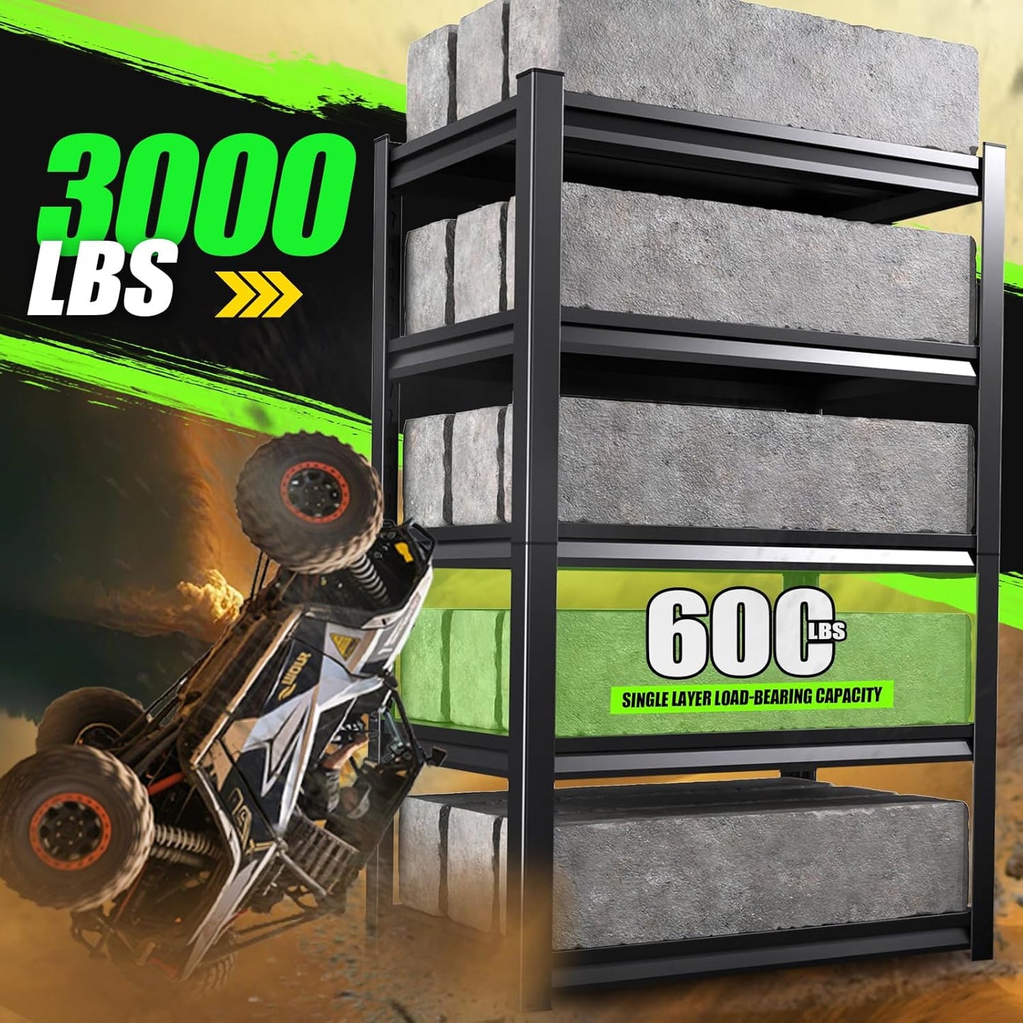 93''HStorage Shelves,5 Tier Garage Shelving 3500LBS Heavy Duty,Metal Shelves, Adjustable Industrial Shelving Units,Rustproof Shelf Rack, 93''H*45.7''W*19.7''D