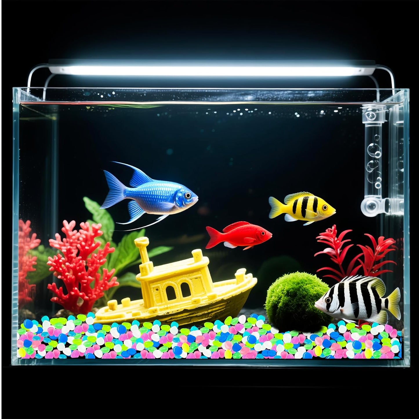 Glow in The Dark Rocks Outdoor Garden Pebbles Stones, 2.2Lbs Fish Tank Glow Rocks Resin Glowing Pebbles for Garden/Aquarium/Planter/Walkway/Driveway,Multi