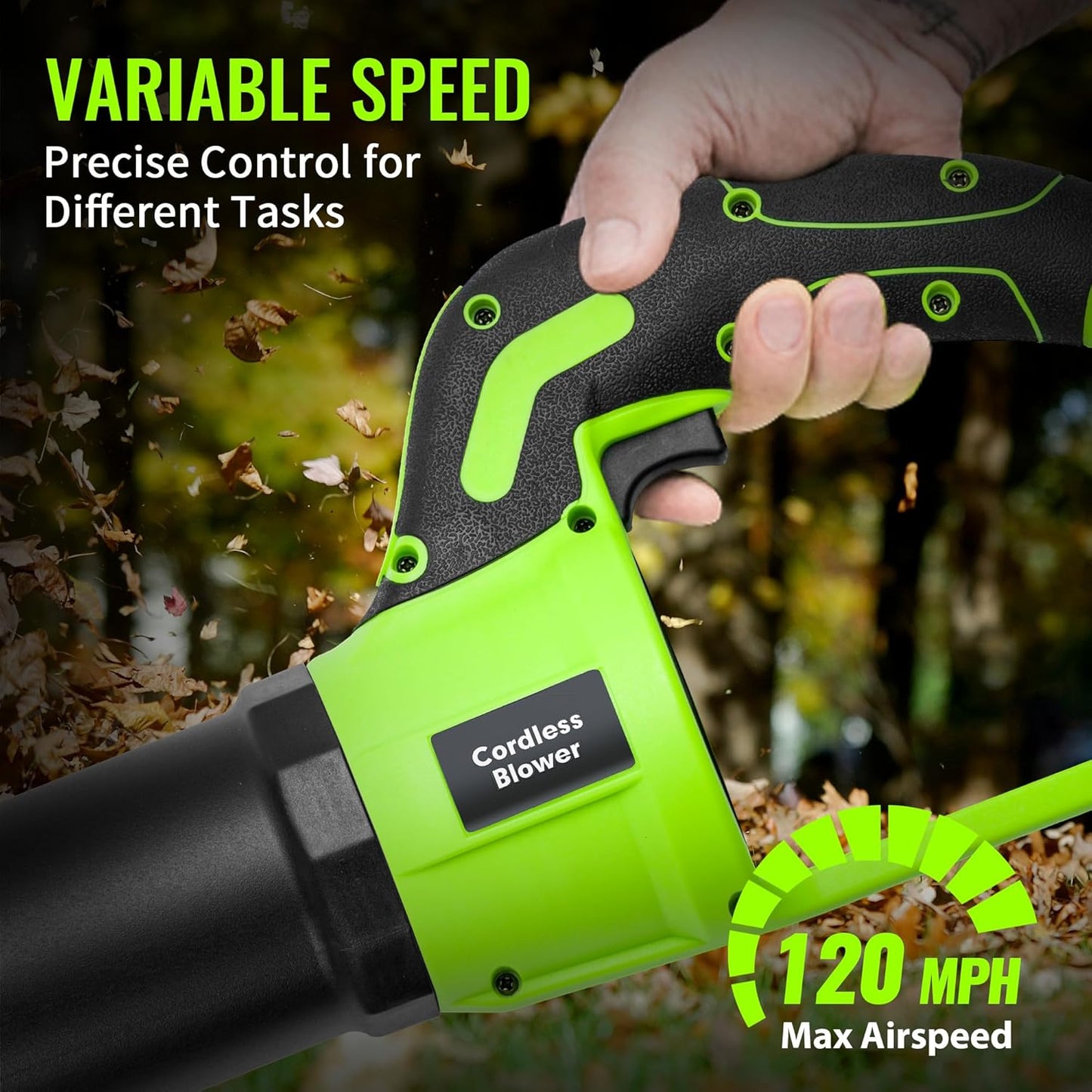 Cordless Electric Leaf Blower, 21V Small Handheld Leaf Blower with 2X 3.0Ah Battery and Charger, Mini Lightweight 480CFM Blower with Infinite Speeds for Lawn Care, Yard, Deck, Patio, Leaves, Dust