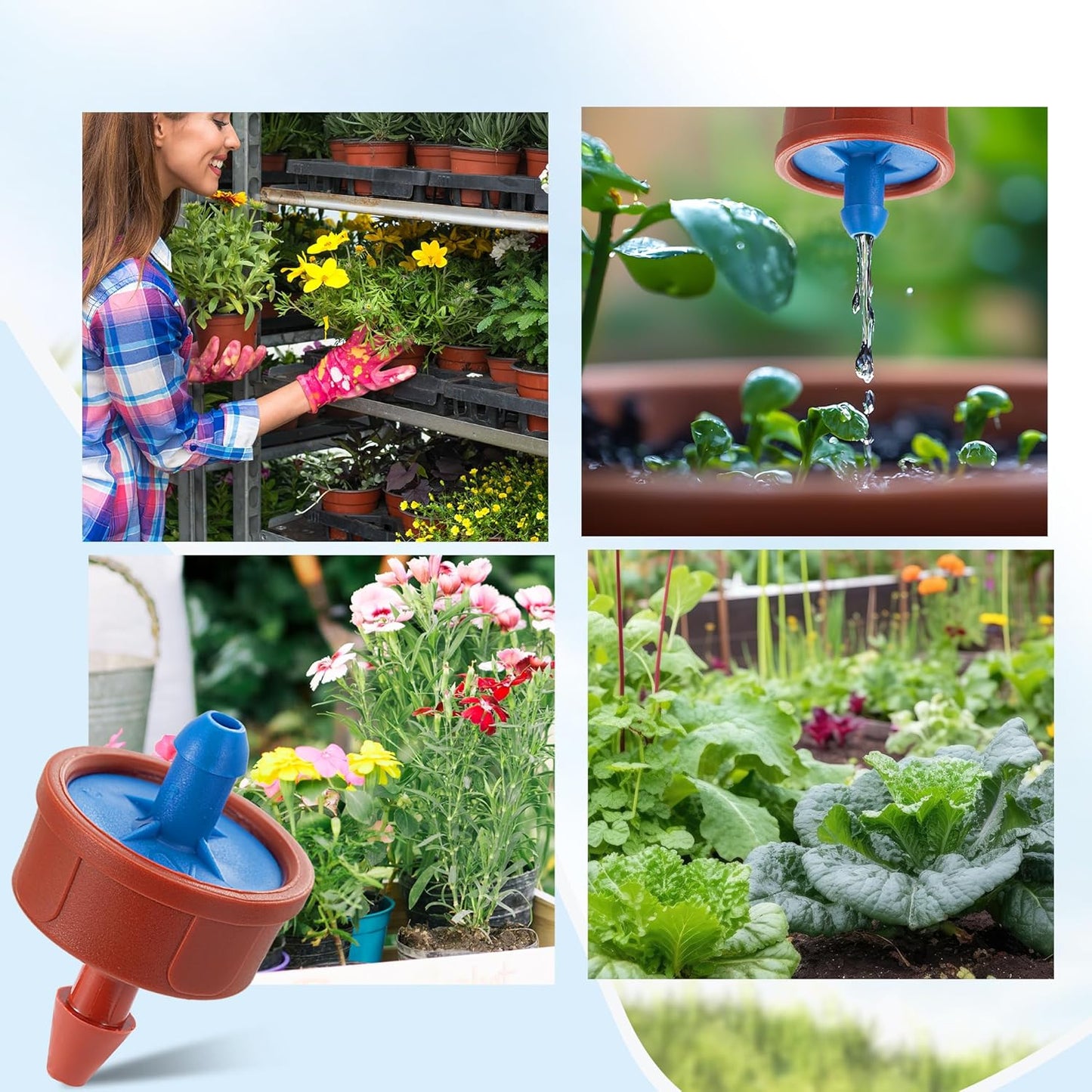 200Pcs 0.5 GPH Pressure Compensating Irrigation Spot Drippers,Constant Flow Barb Outlet Watering Dripper Emitters Heads Parts for 1/4 Inch Watering Tubing Line for Garden Pots Plant Irrigation Systems