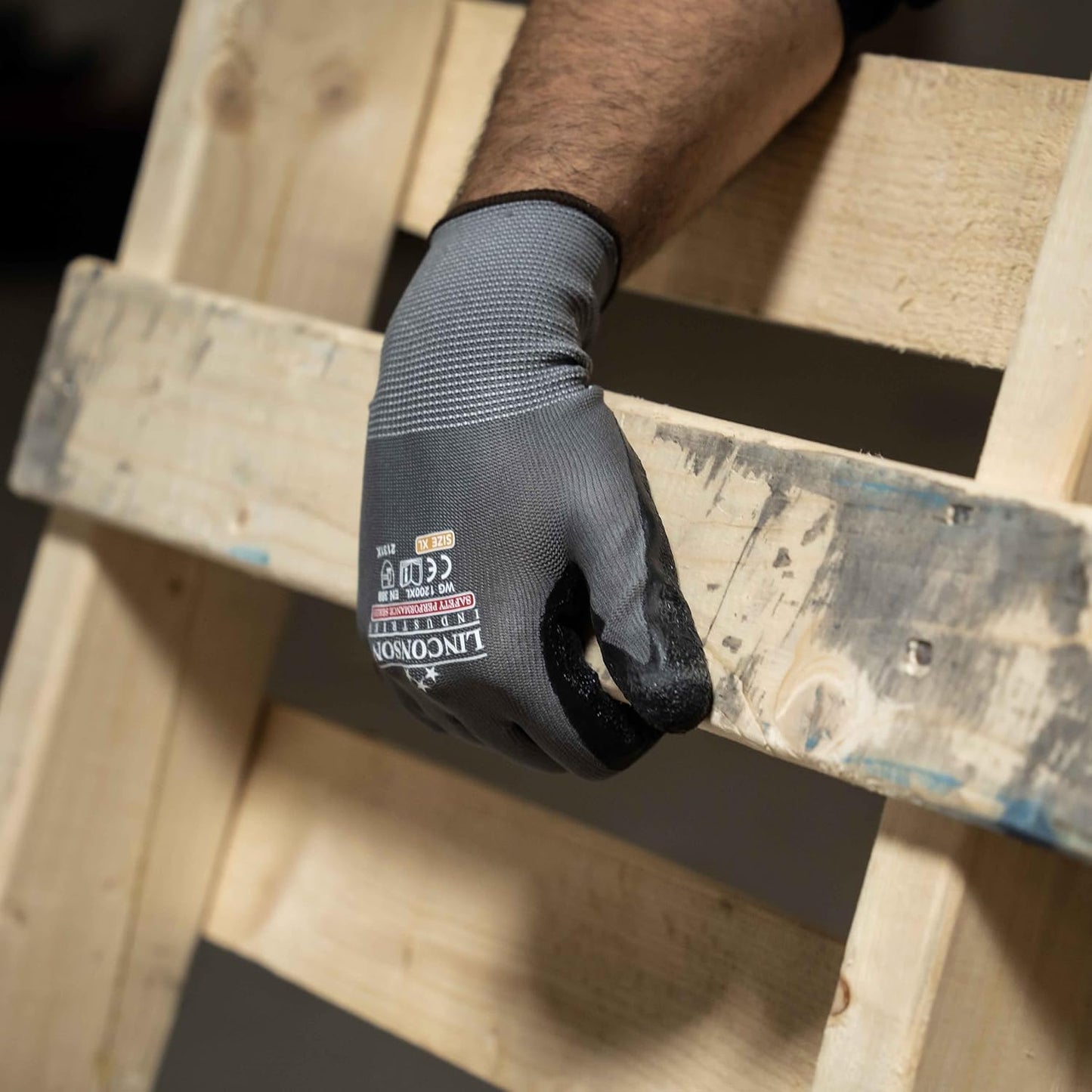 linconson 12 Pack Safety Performance Series Construction Mechanics Wrinkle Latex Work Gloves