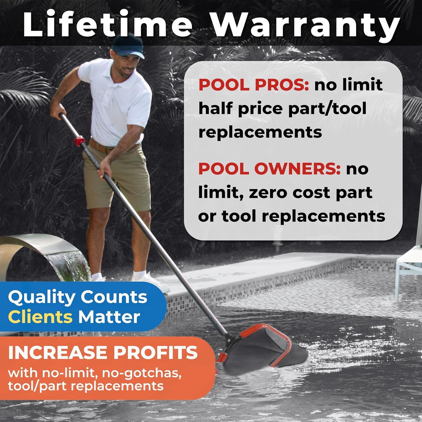 ProTuff Silt & Leaf Rake Bundle - Unlimited Free Replacements - 2-Items: 19 Inch Medium & 17 inch Fine Mesh Pool Cleaner for Sand, Silt, Pollen, Leaves & Twigs - Nearly 20 & 18 inch